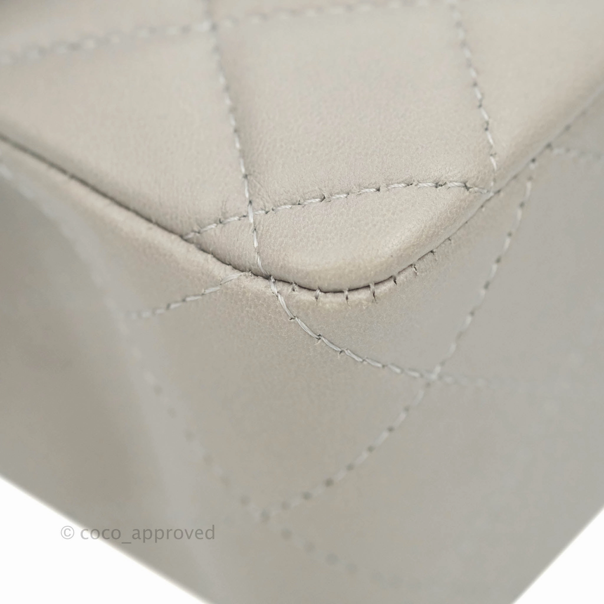 Chanel Quilted Mini Rectangular Flap Grey Lambskin Dark Silver Hardware