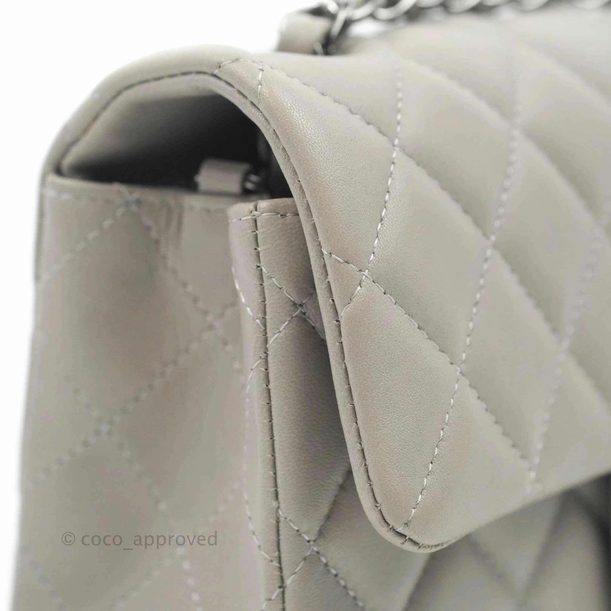 Chanel Quilted Mini Rectangular Flap Grey Lambskin Dark Silver Hardware