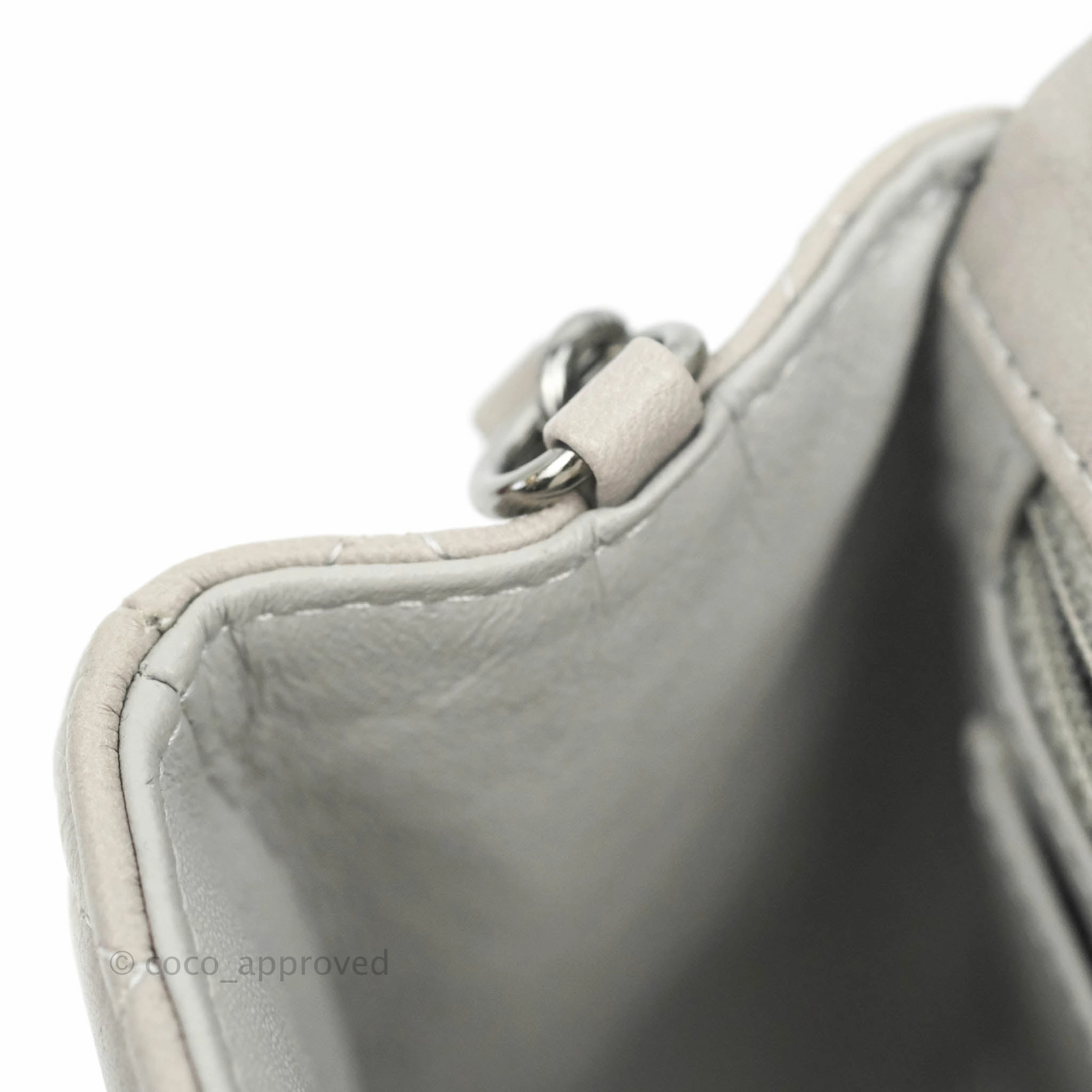 Chanel Quilted Mini Rectangular Flap Grey Lambskin Dark Silver Hardware