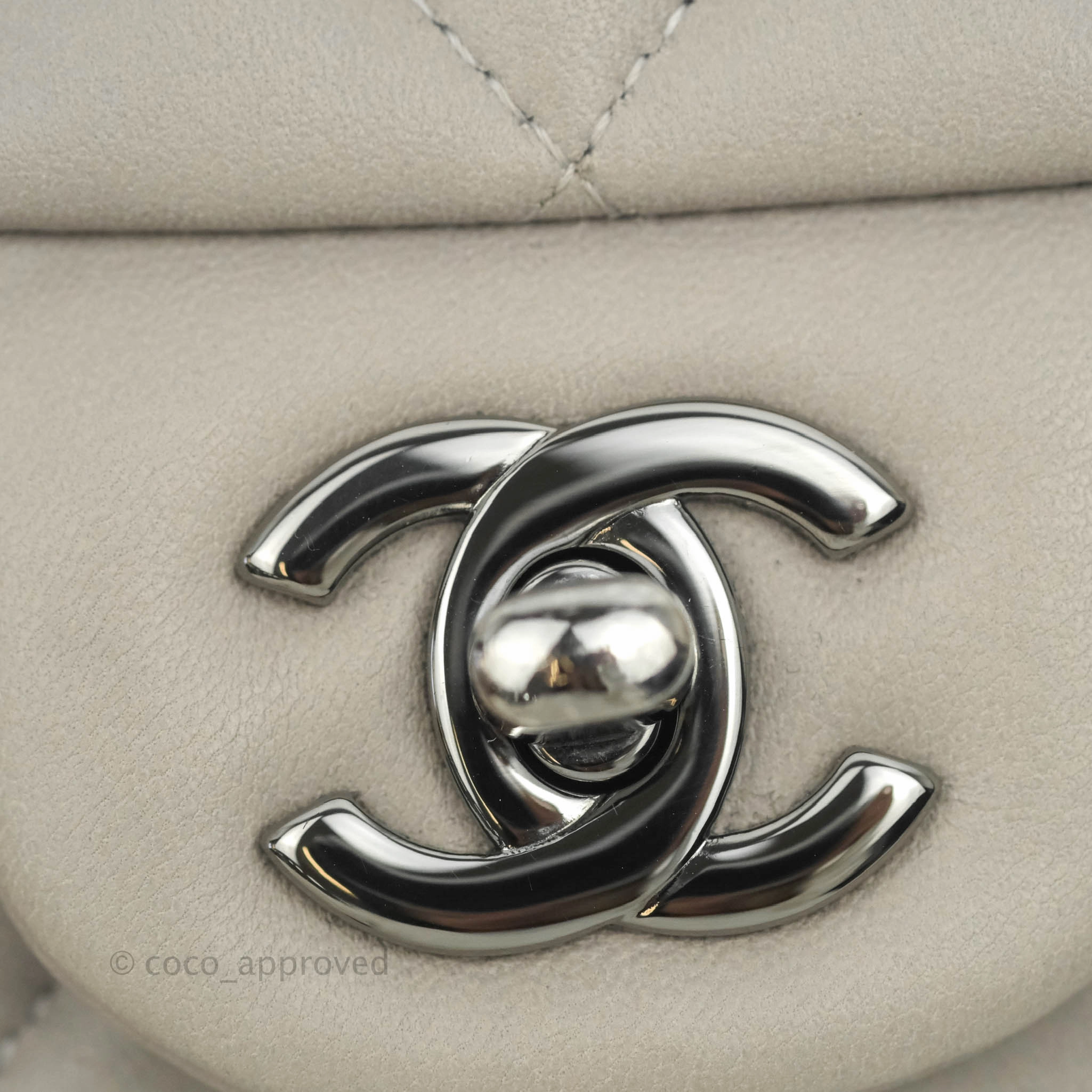 Chanel Quilted Mini Rectangular Flap Grey Lambskin Dark Silver Hardware