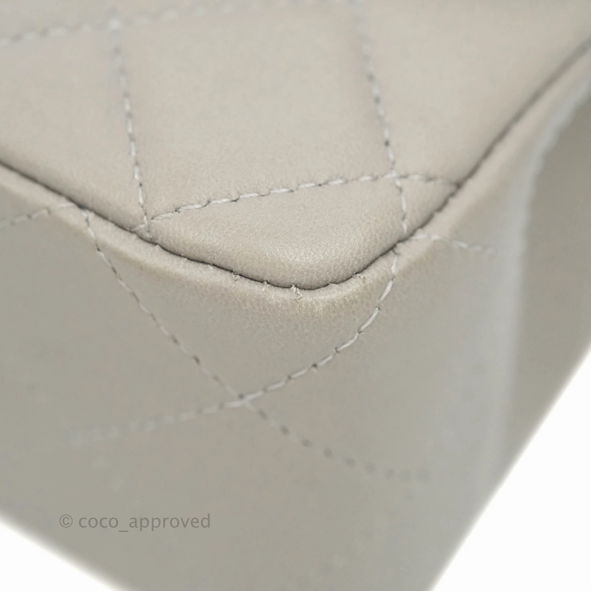 Chanel Quilted Mini Rectangular Flap Grey Lambskin Dark Silver Hardware
