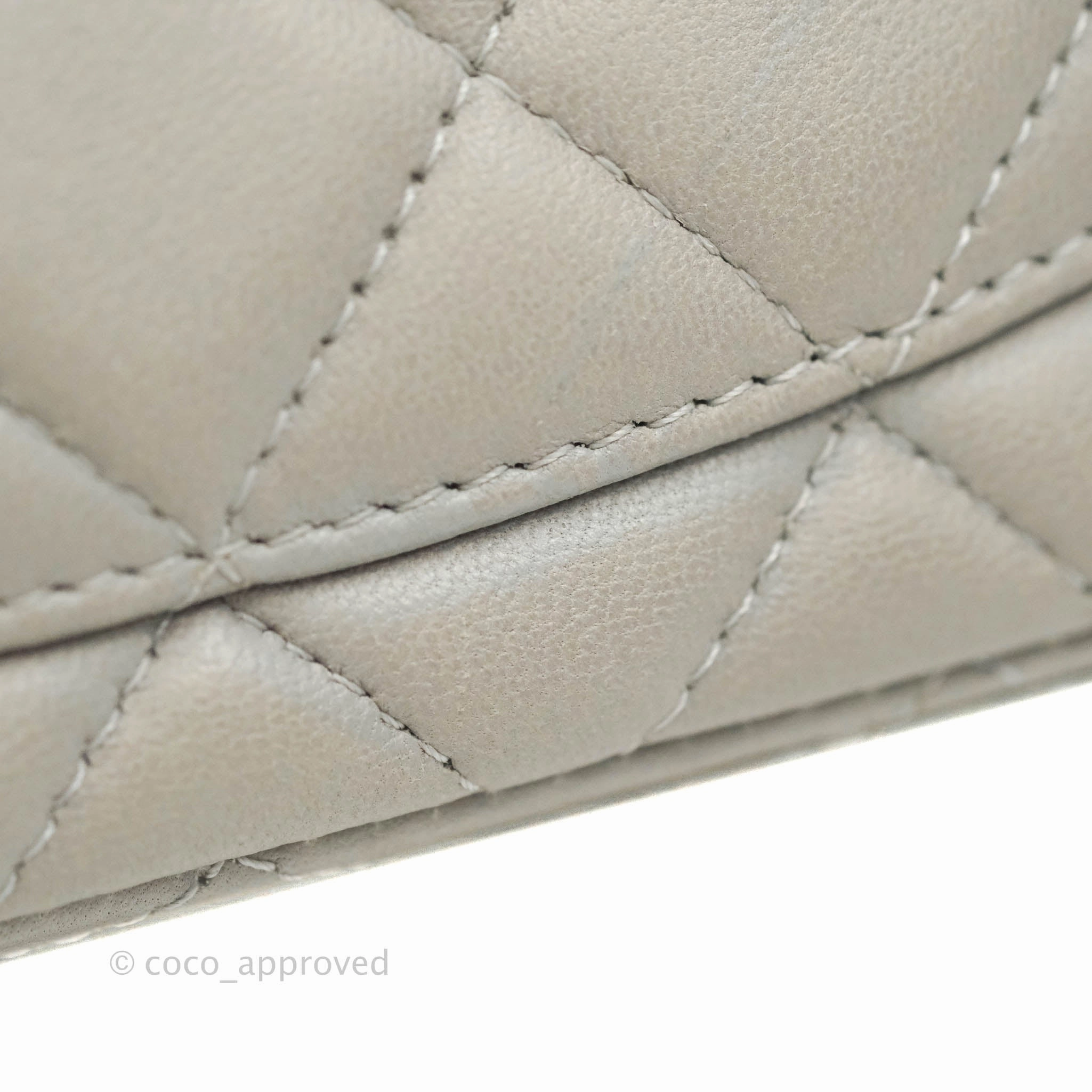 Chanel Quilted Mini Rectangular Flap Grey Lambskin Dark Silver Hardware