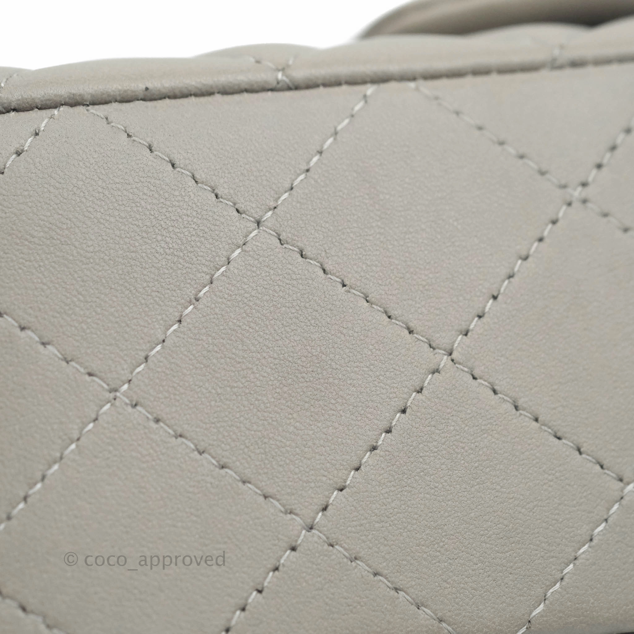 Chanel Quilted Mini Rectangular Flap Grey Lambskin Dark Silver Hardware