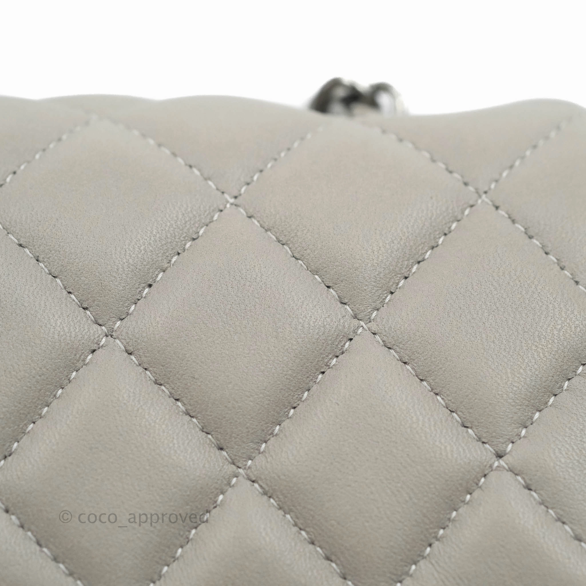 Chanel Quilted Mini Rectangular Flap Grey Lambskin Dark Silver Hardware