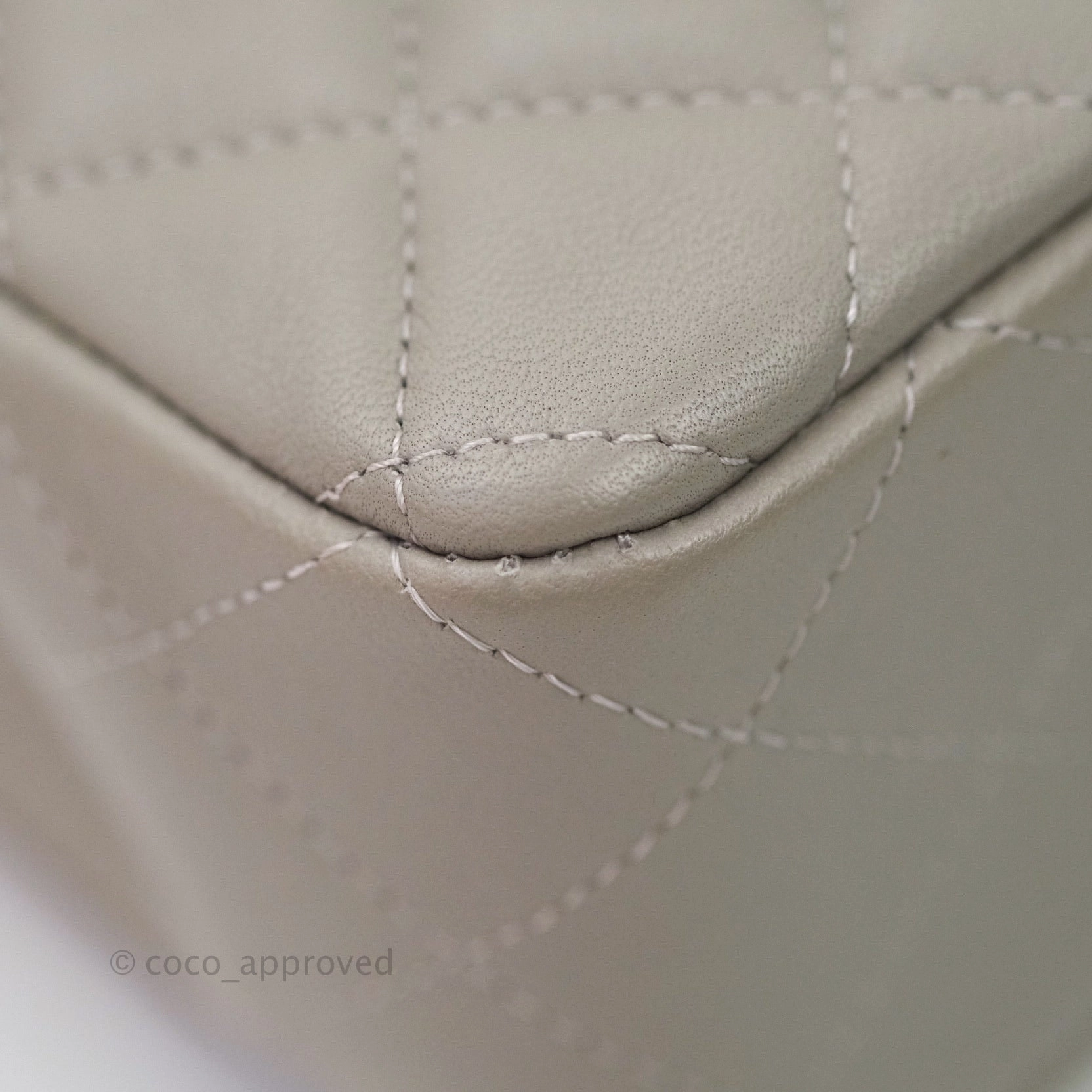 Chanel Quilted Mini Rectangular Flap Grey Lambskin Silver Hardware
