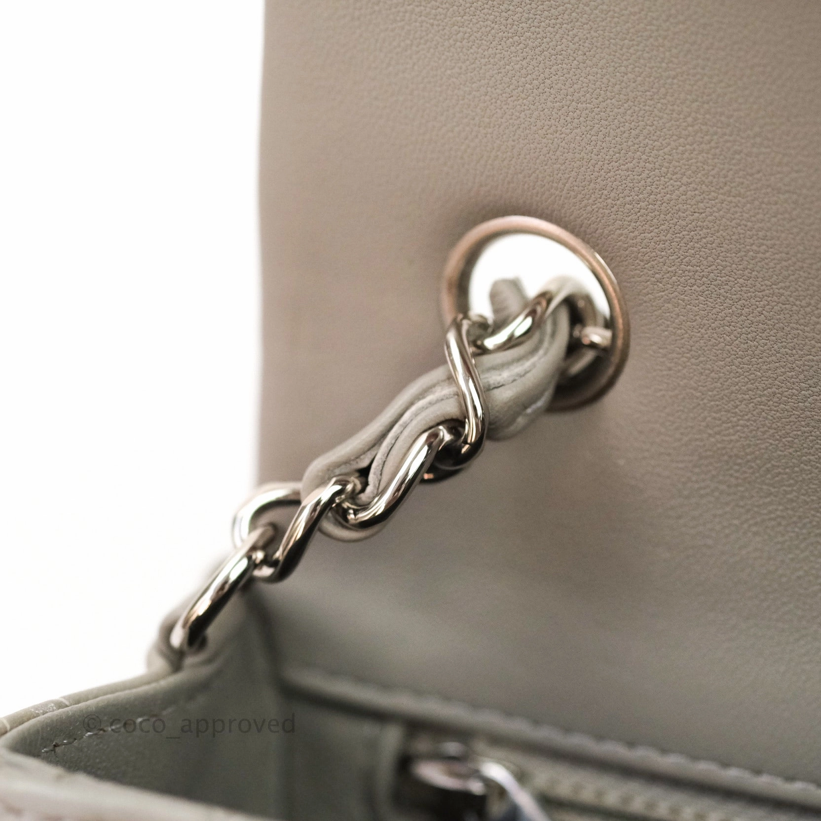 Chanel Quilted Mini Rectangular Flap Grey Lambskin Silver Hardware