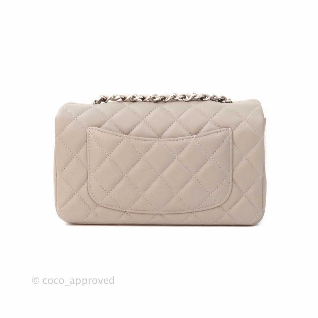 Chanel Quilted Mini Rectangular Flap Grey Lambskin Silver Hardware