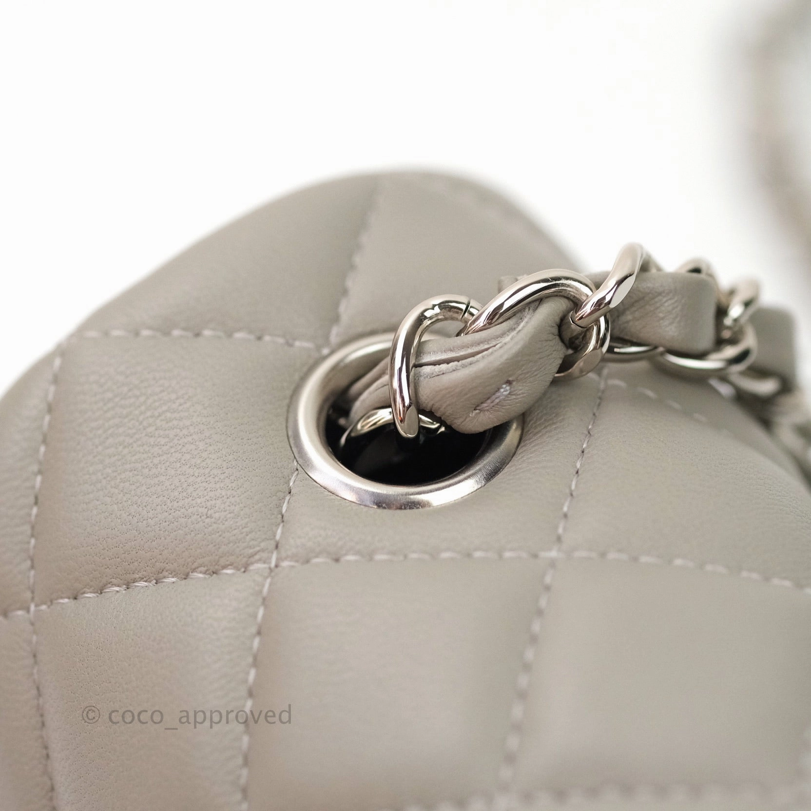Chanel Quilted Mini Rectangular Flap Grey Lambskin Silver Hardware