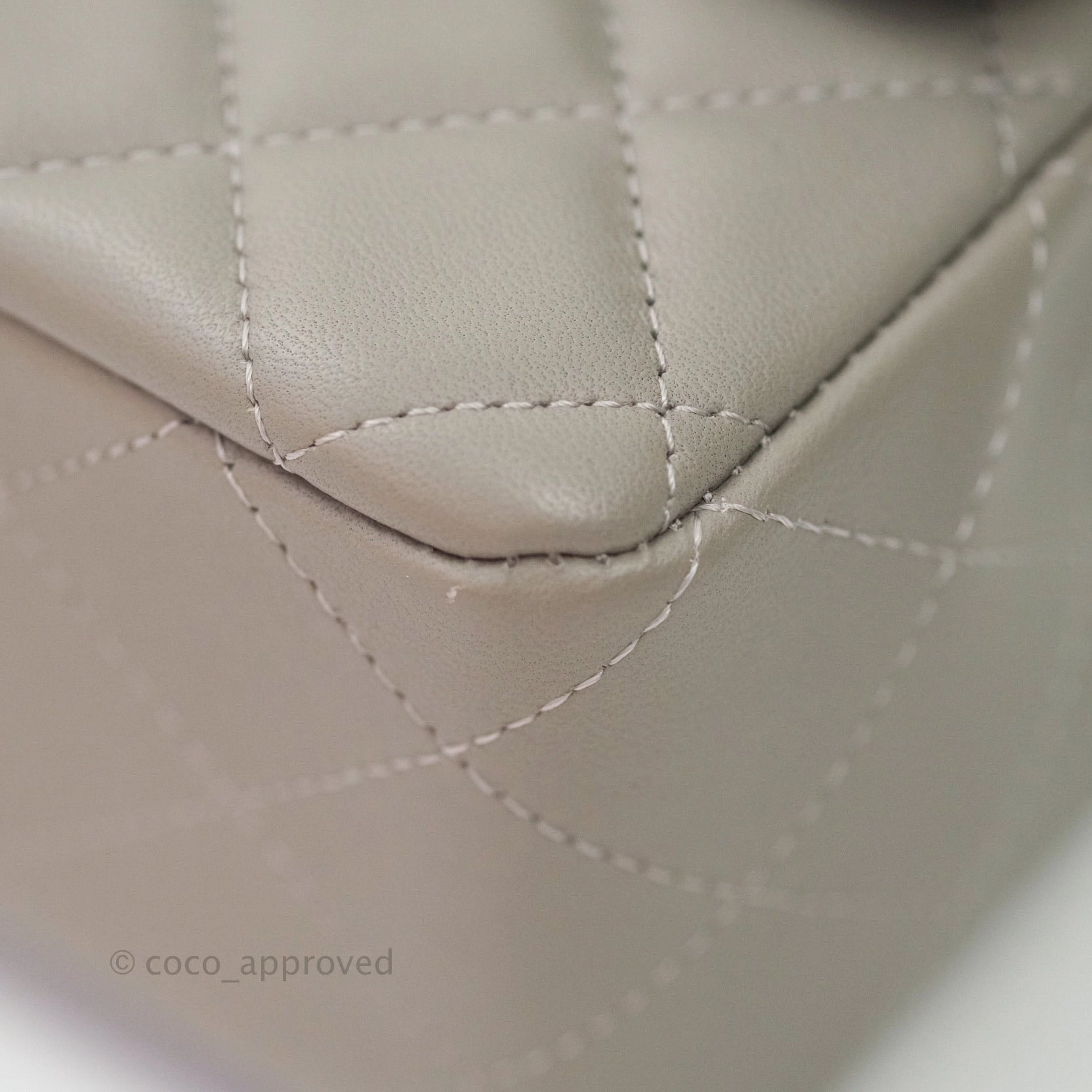 Chanel Quilted Mini Rectangular Flap Grey Lambskin Silver Hardware
