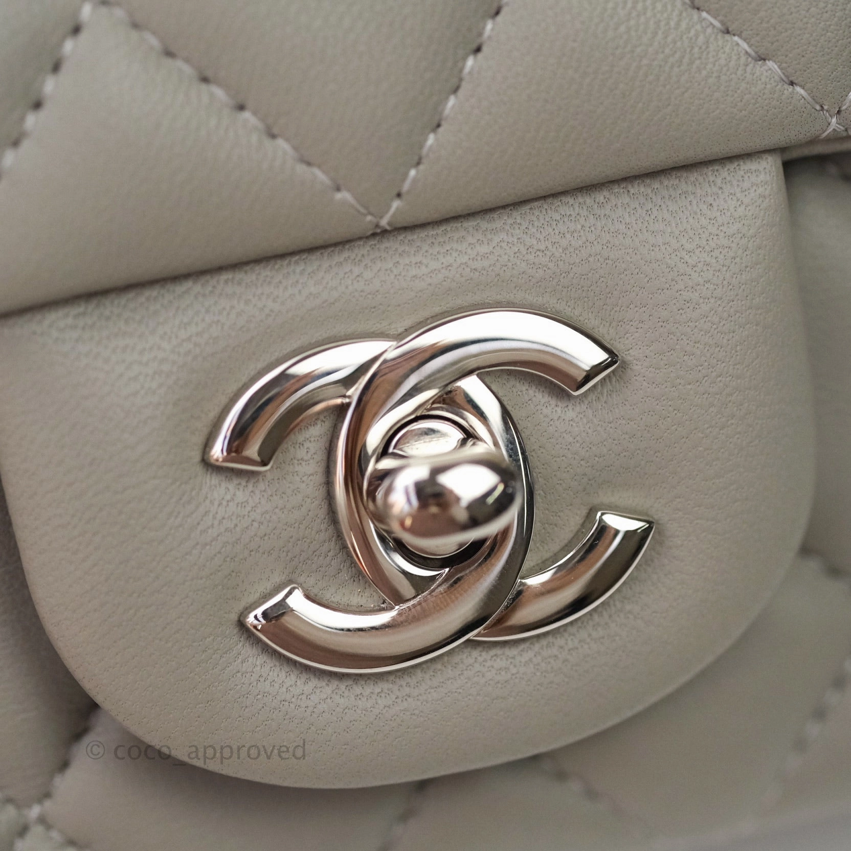 Chanel Quilted Mini Rectangular Flap Grey Lambskin Silver Hardware