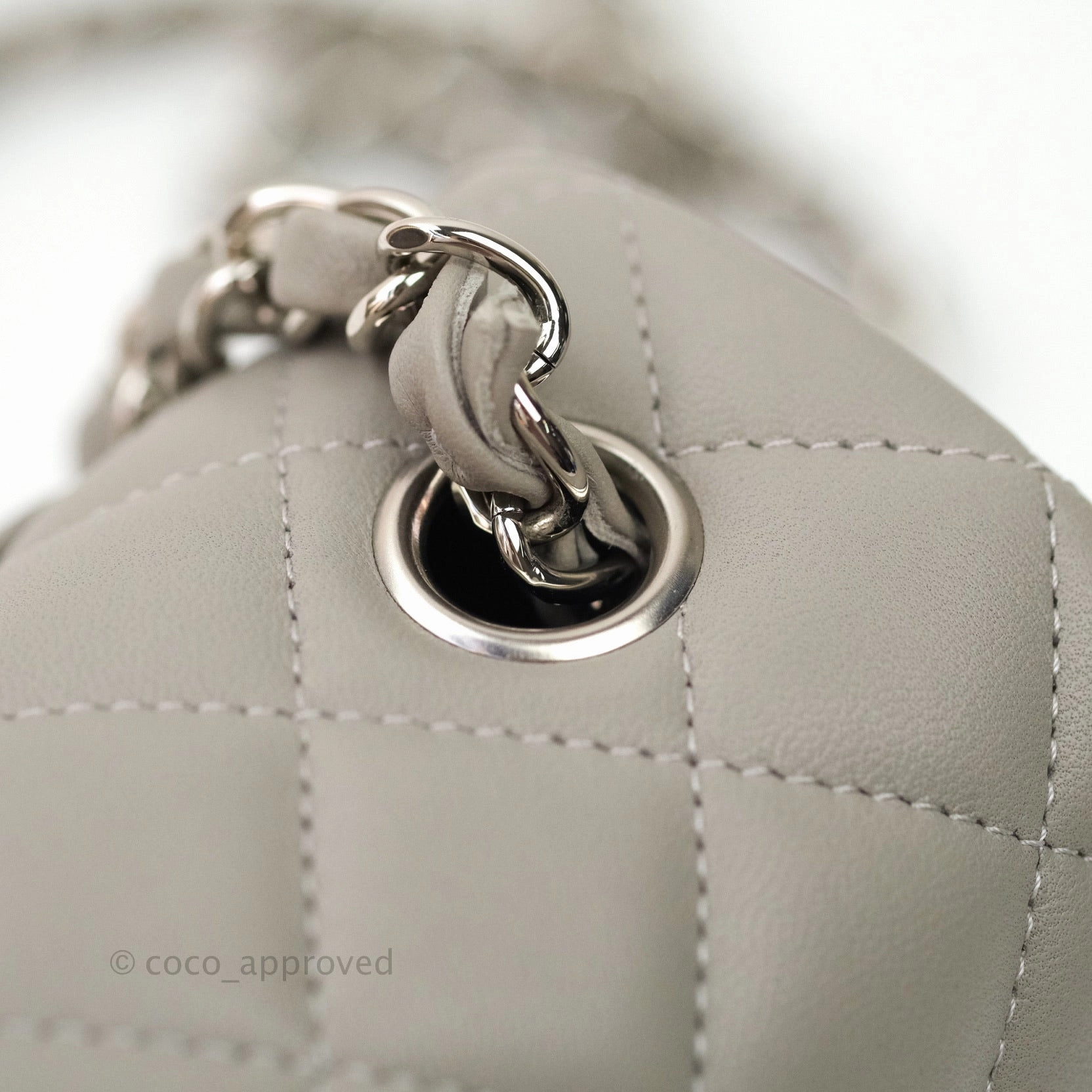 Chanel Quilted Mini Rectangular Flap Grey Lambskin Silver Hardware