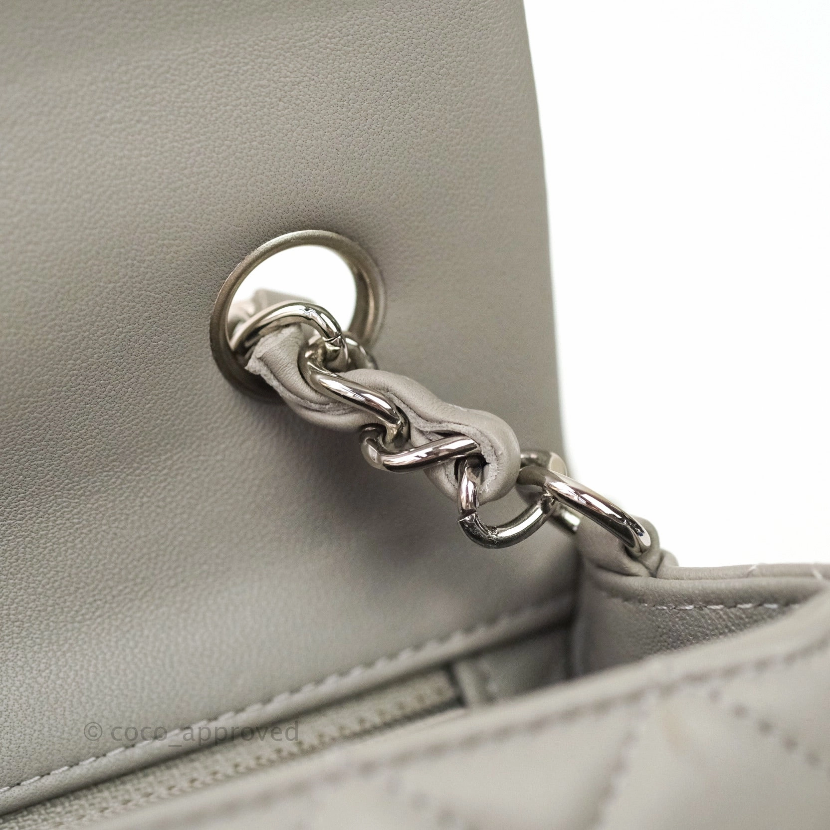 Chanel Quilted Mini Rectangular Flap Grey Lambskin Silver Hardware