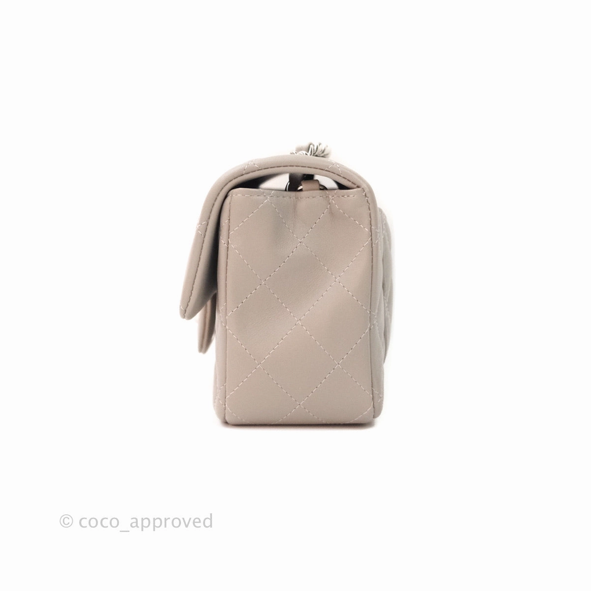 Chanel Quilted Mini Rectangular Flap Grey Lambskin Silver Hardware