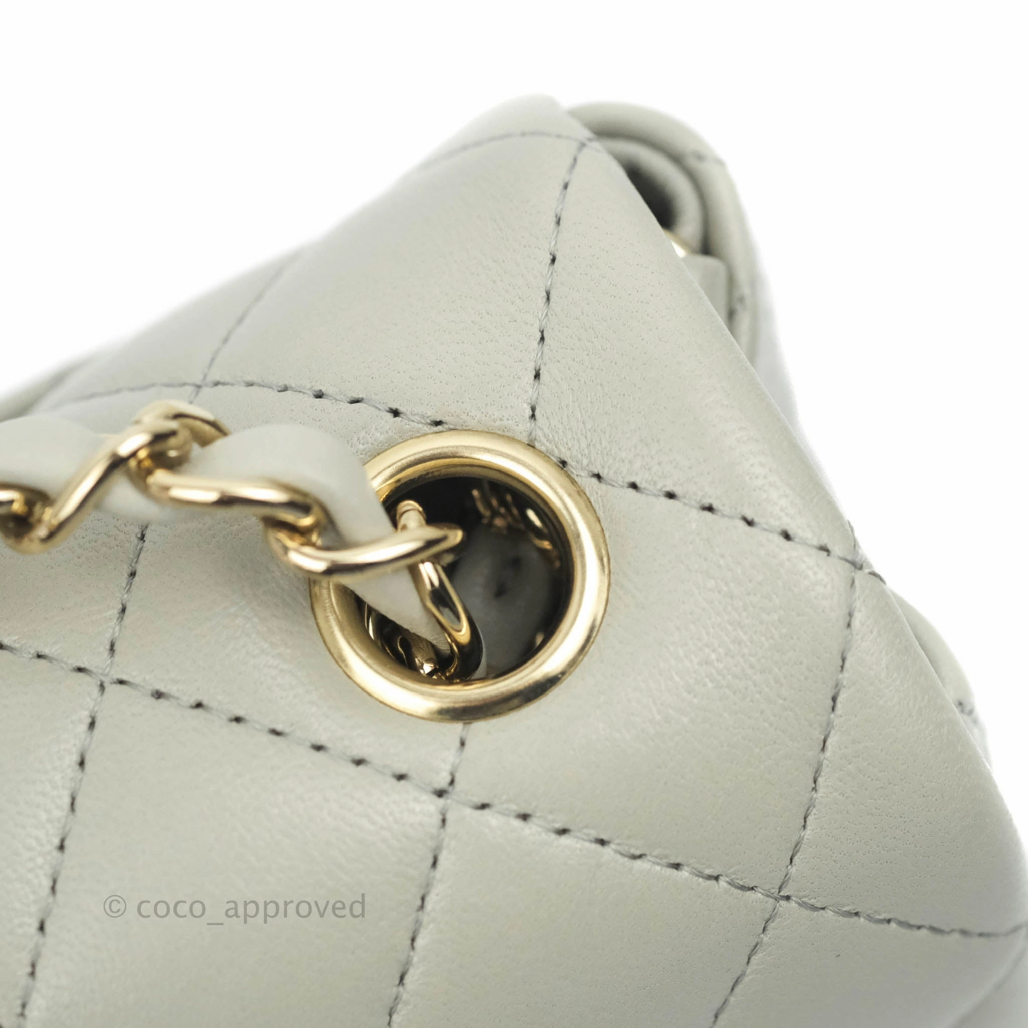 Chanel Quilted Mini Rectangular Flap Light Grey Lambskin Gold Hardware 22C