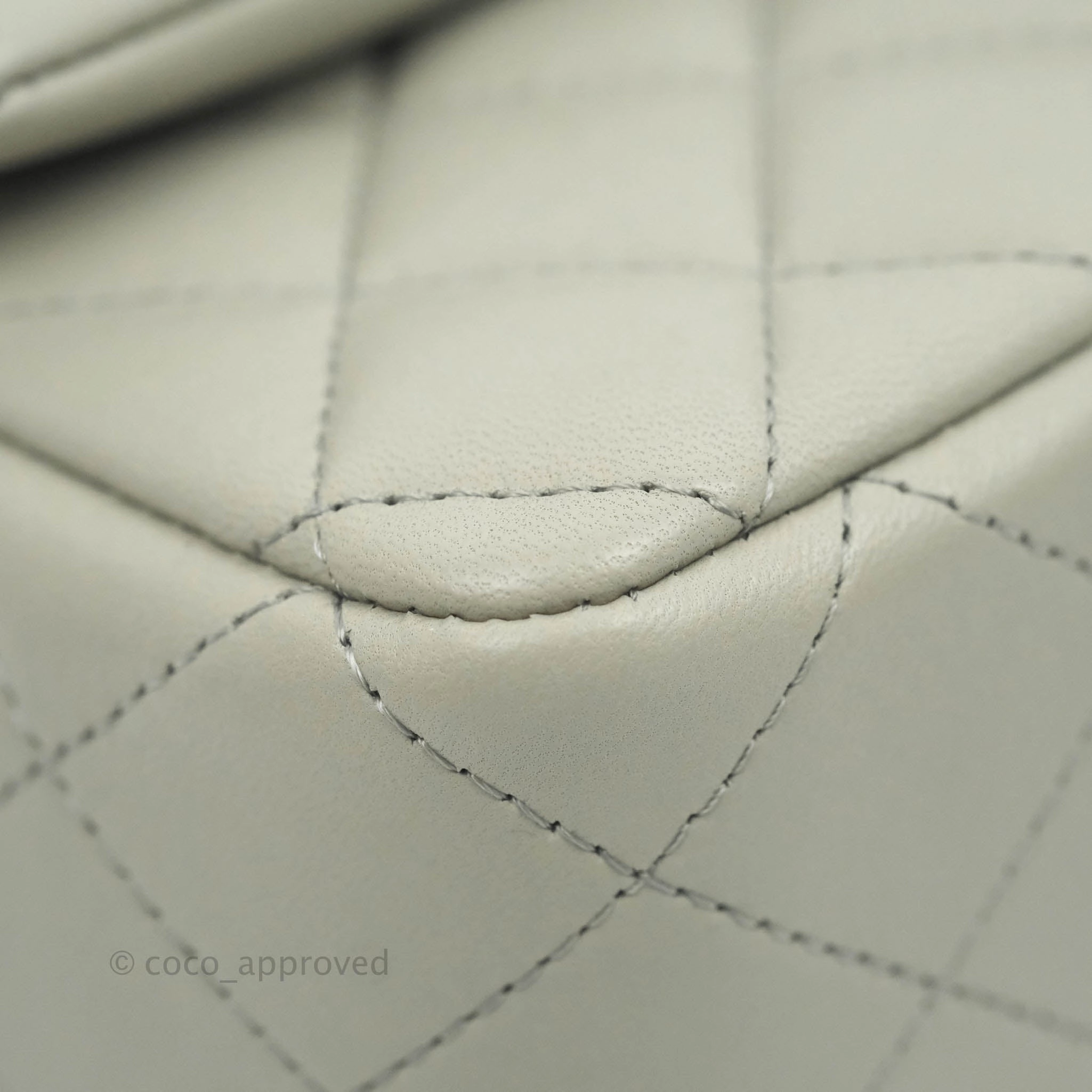 Chanel Quilted Mini Rectangular Flap Light Grey Lambskin Gold Hardware 22C