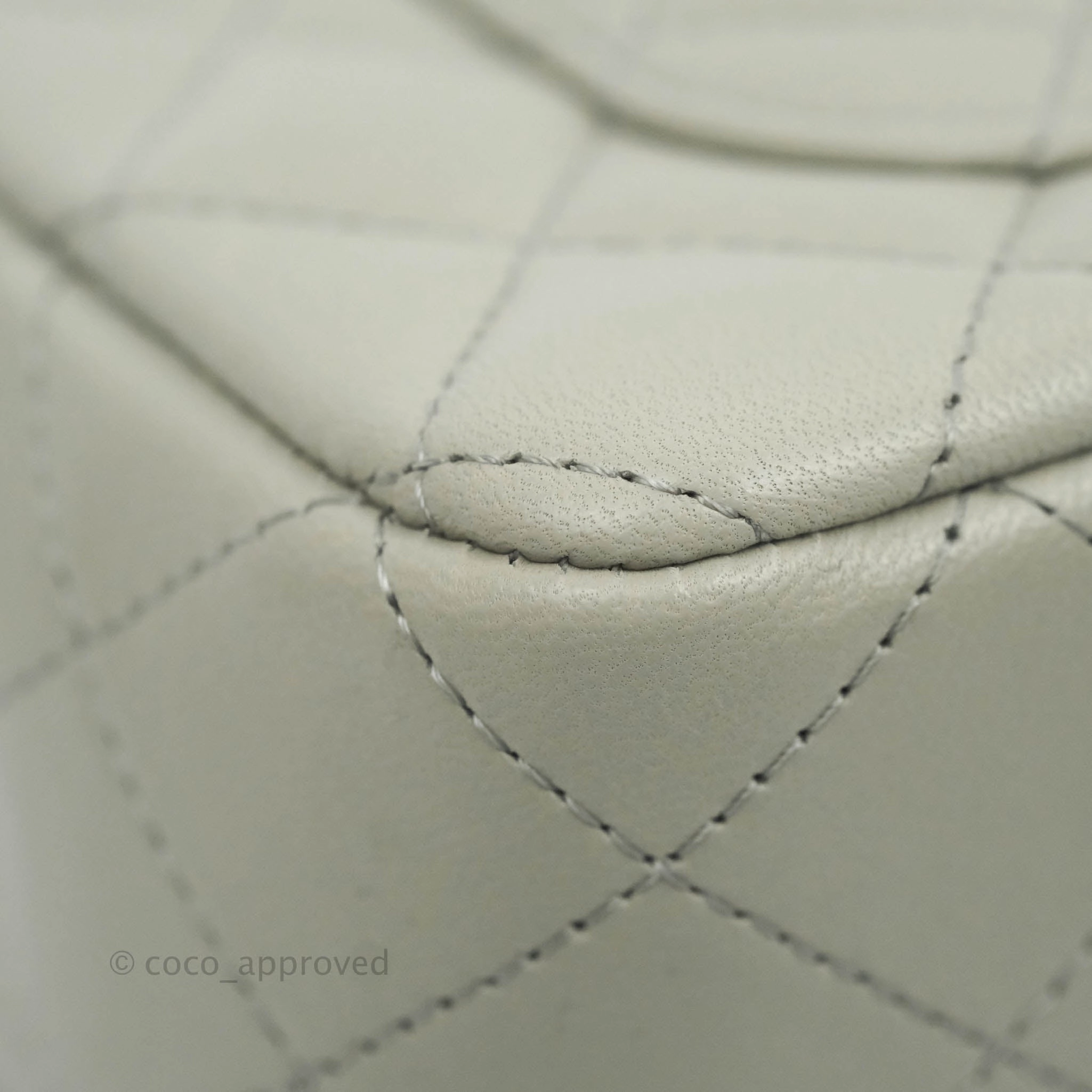 Chanel Quilted Mini Rectangular Flap Light Grey Lambskin Gold Hardware 22C