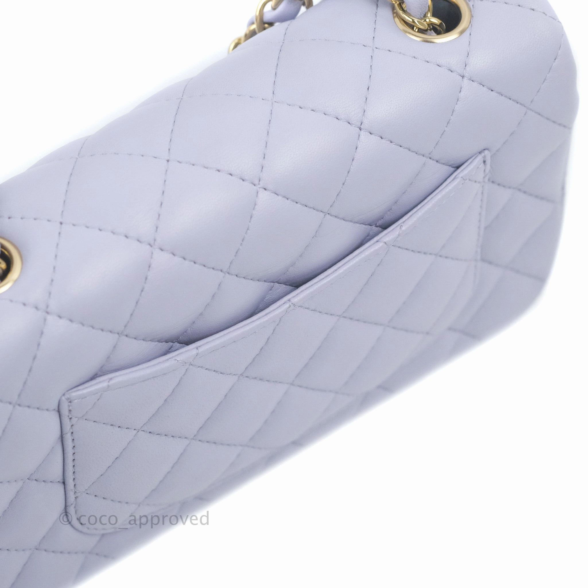 Chanel Quilted Mini Rectangular Flap Lilac Lambskin Gold Hardware