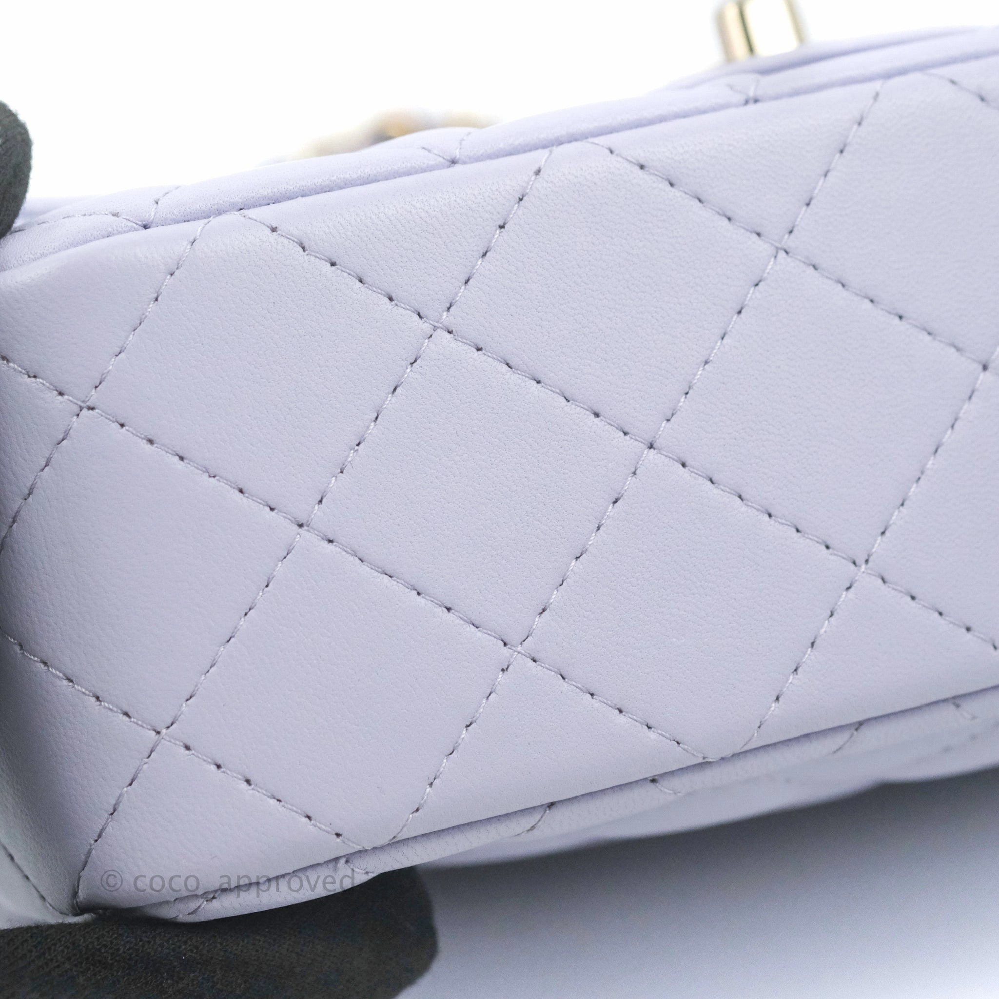 Chanel Quilted Mini Rectangular Flap Lilac Lambskin Gold Hardware