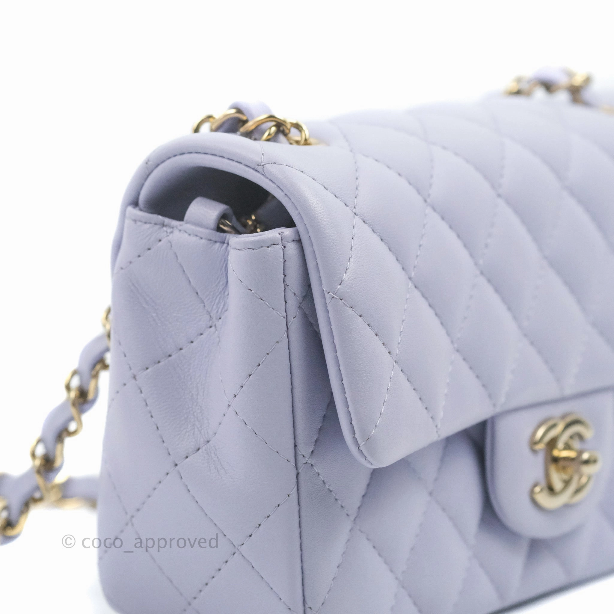 Chanel Quilted Mini Rectangular Flap Lilac Lambskin Gold Hardware