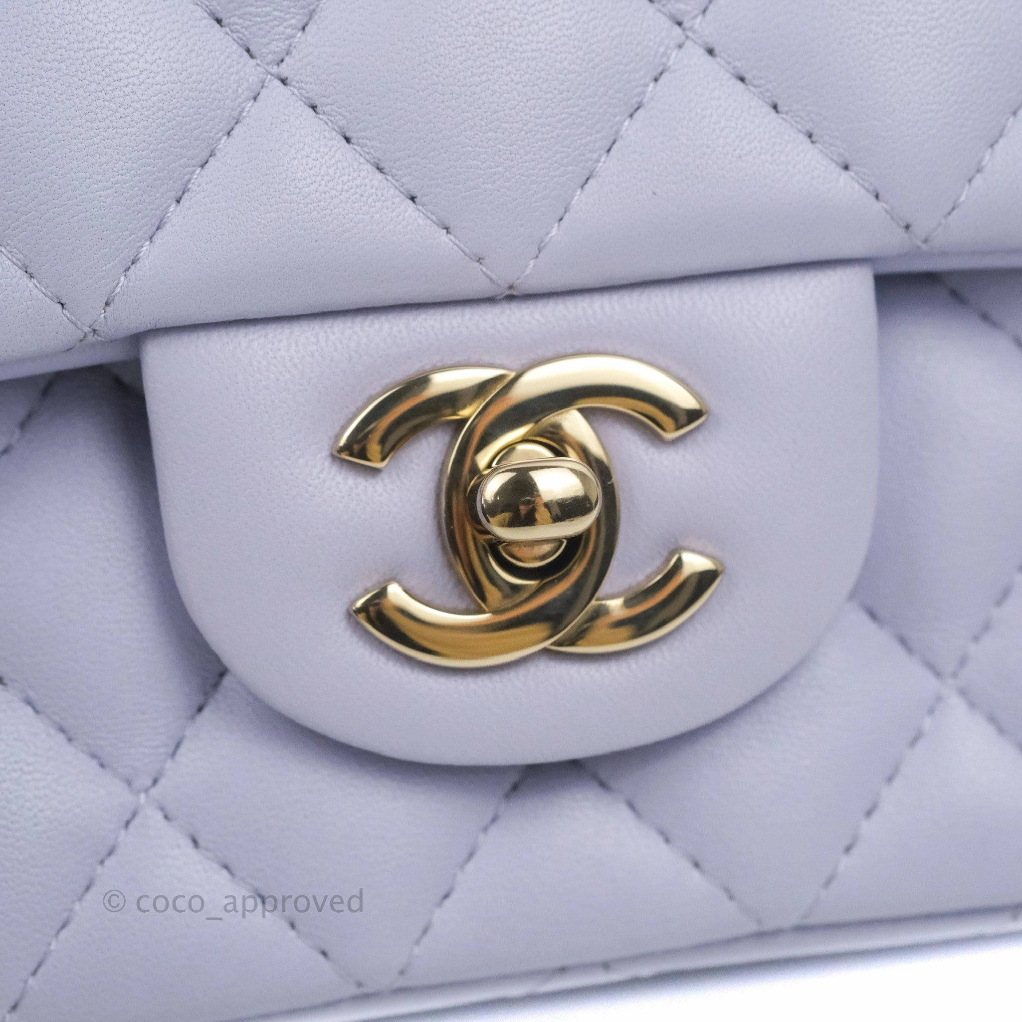 Chanel Quilted Mini Rectangular Flap Lilac Lambskin Gold Hardware