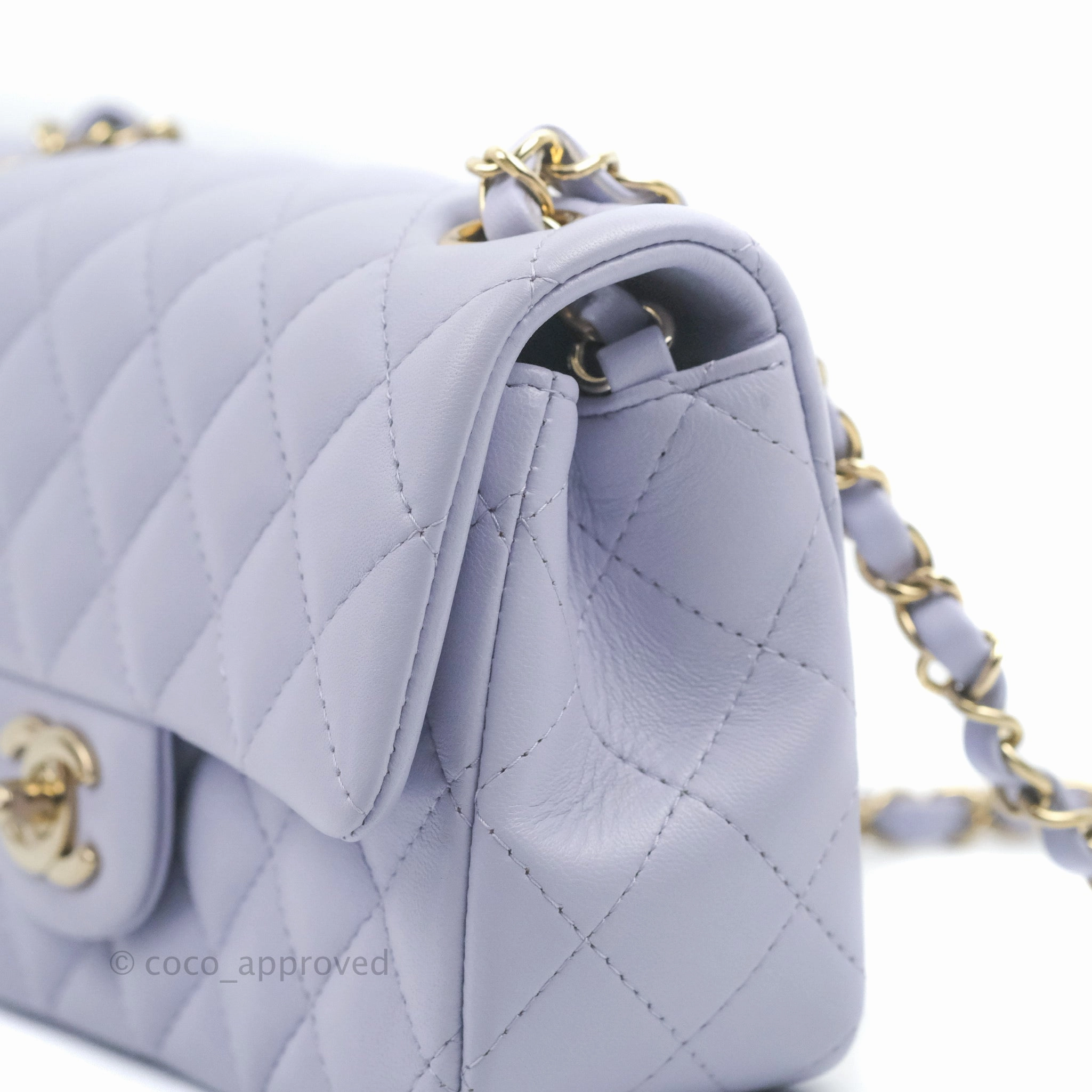 Chanel Quilted Mini Rectangular Flap Lilac Lambskin Gold Hardware