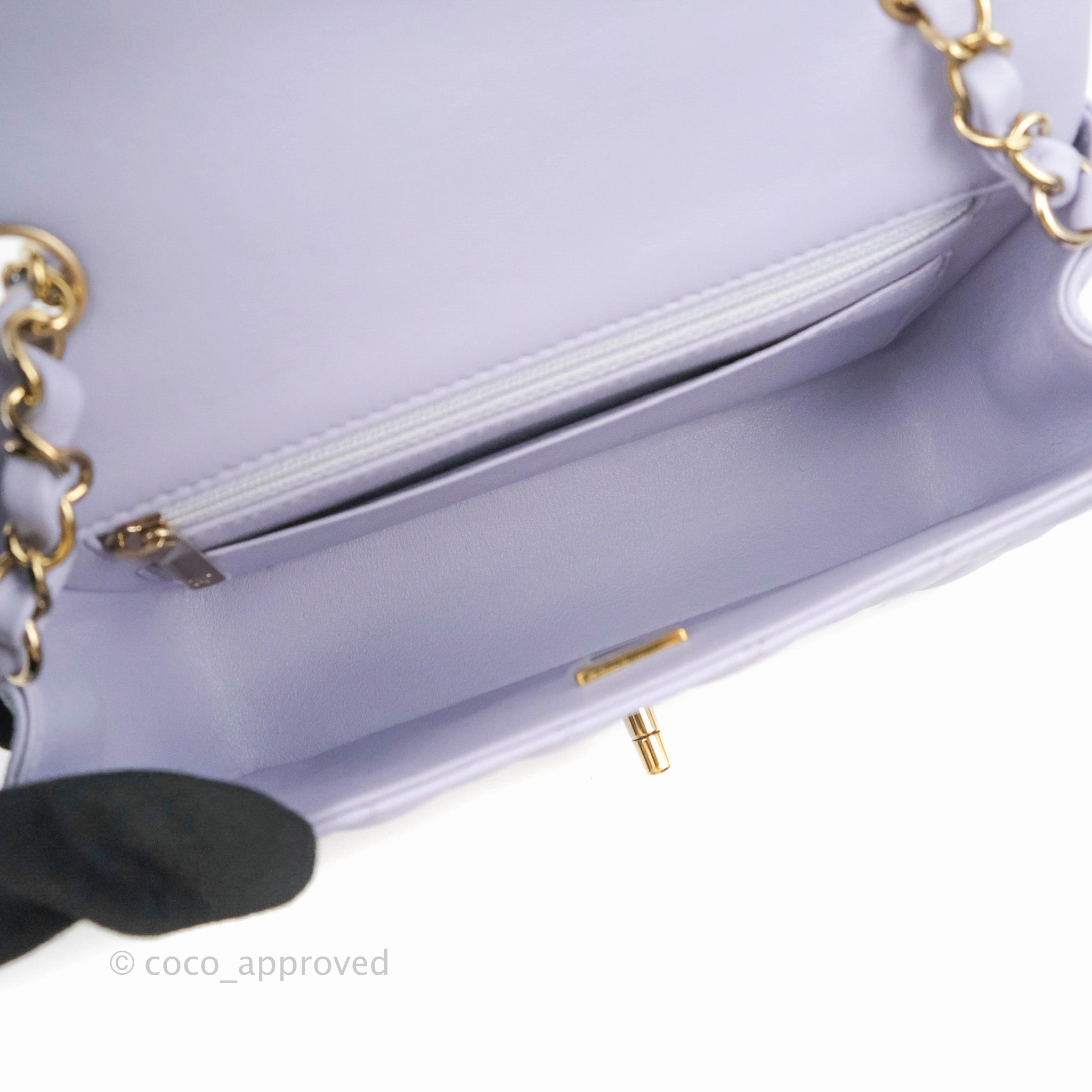 Chanel Quilted Mini Rectangular Flap Lilac Lambskin Gold Hardware