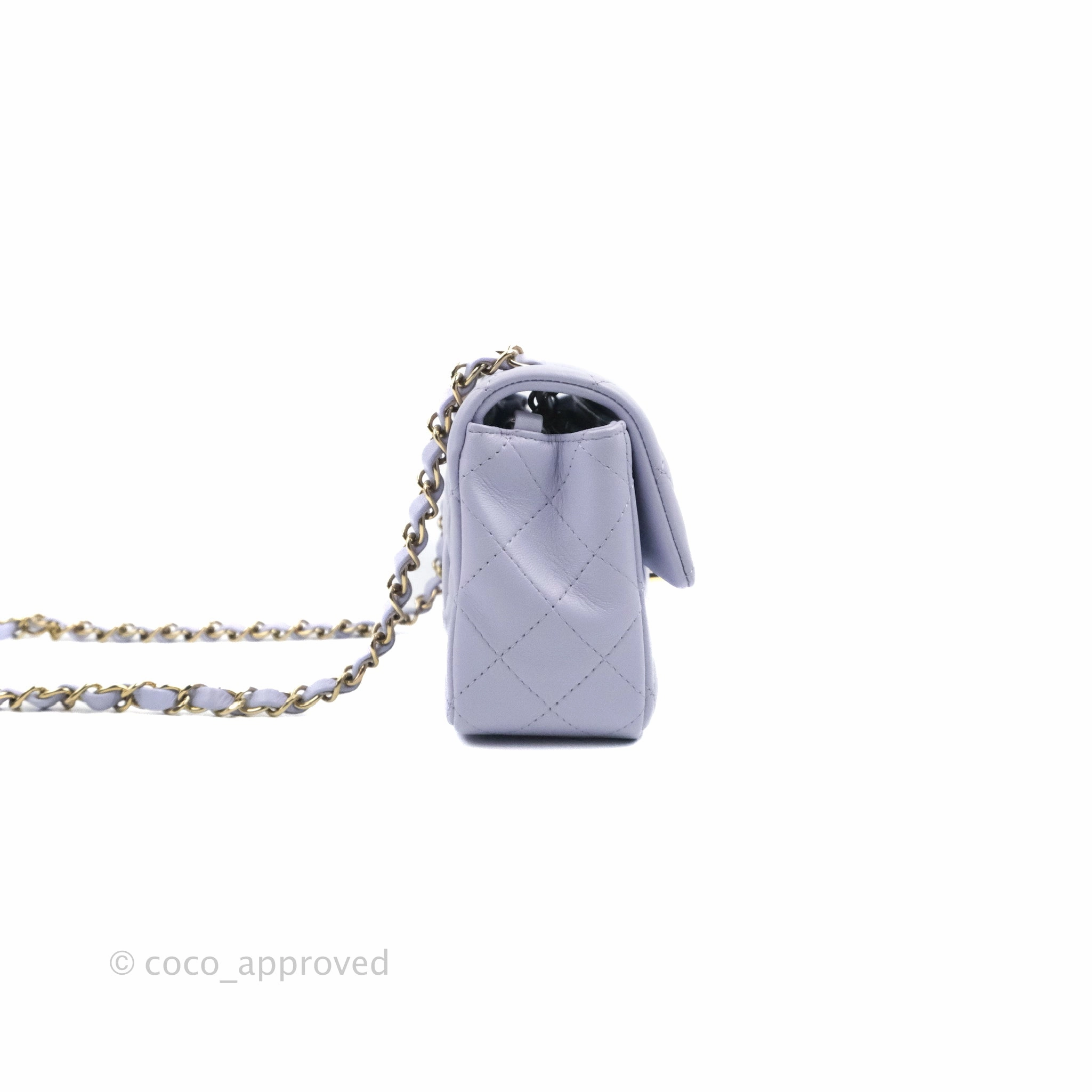 Chanel Quilted Mini Rectangular Flap Lilac Lambskin Gold Hardware