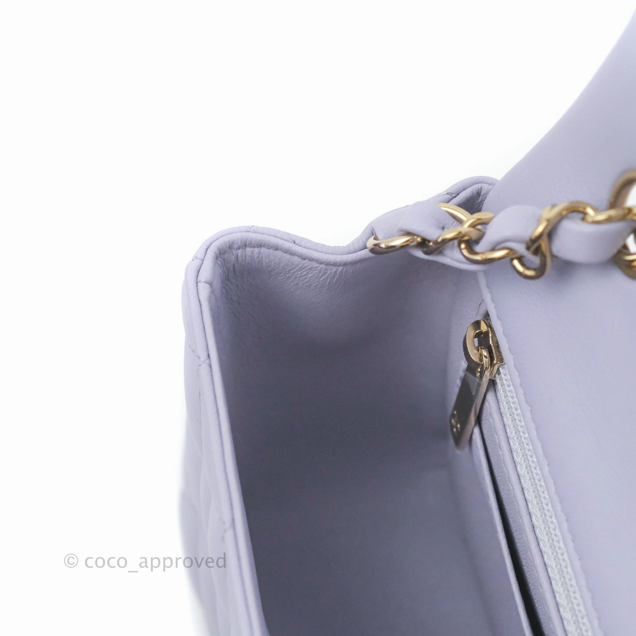 Chanel Quilted Mini Rectangular Flap Lilac Lambskin Gold Hardware