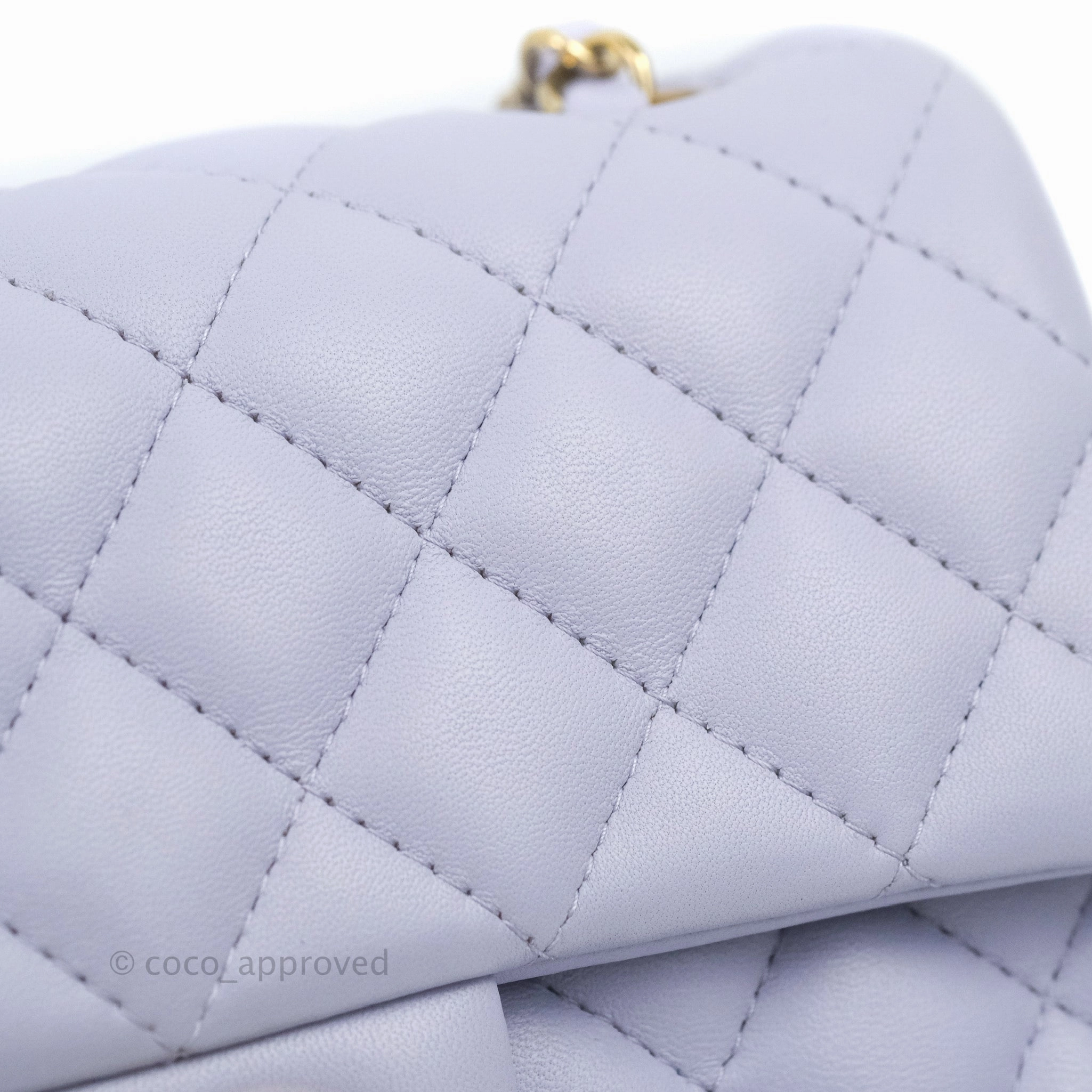 Chanel Quilted Mini Rectangular Flap Lilac Lambskin Gold Hardware