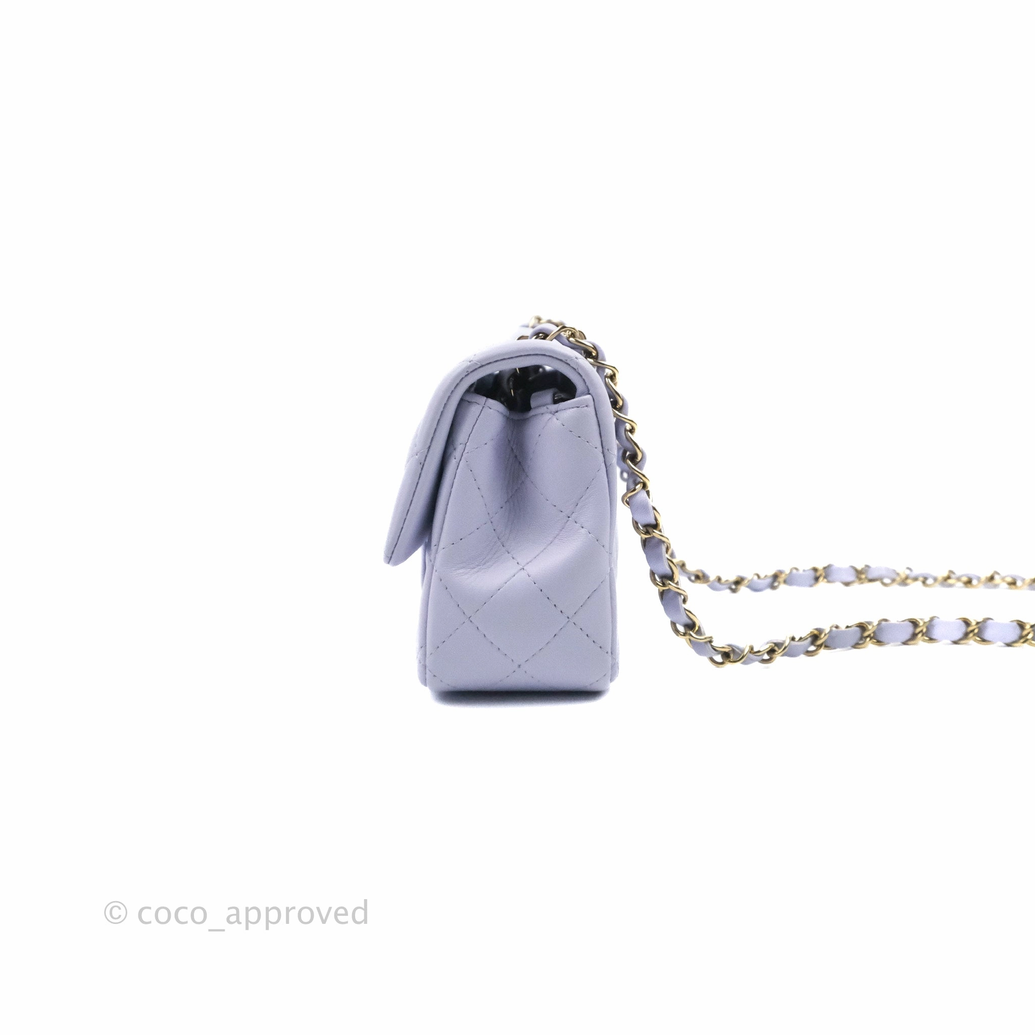 Chanel Quilted Mini Rectangular Flap Lilac Lambskin Gold Hardware