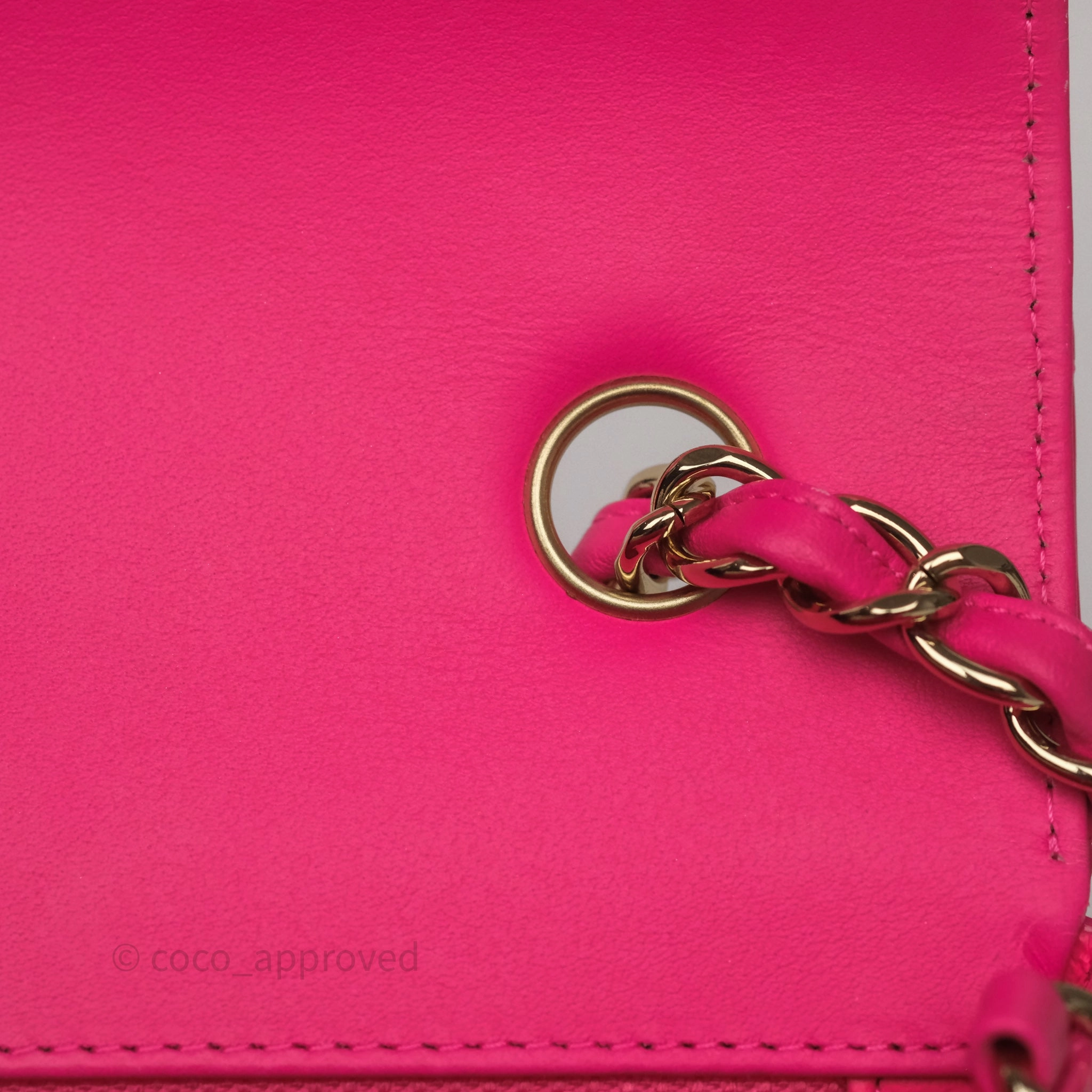 Chanel Quilted Mini Rectangular Flap Neo Pink Patent Gold Hardware