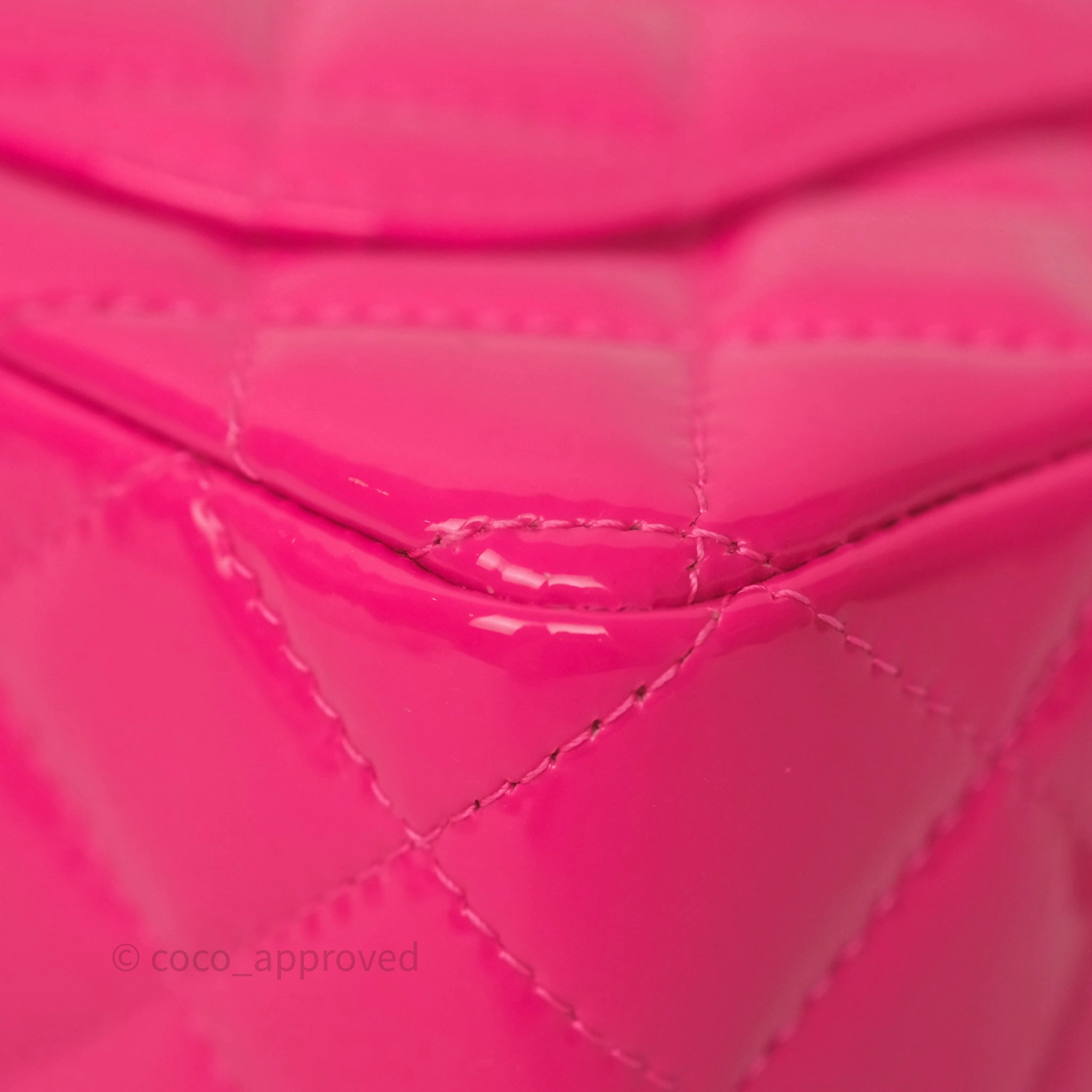Chanel Quilted Mini Rectangular Flap Neo Pink Patent Gold Hardware