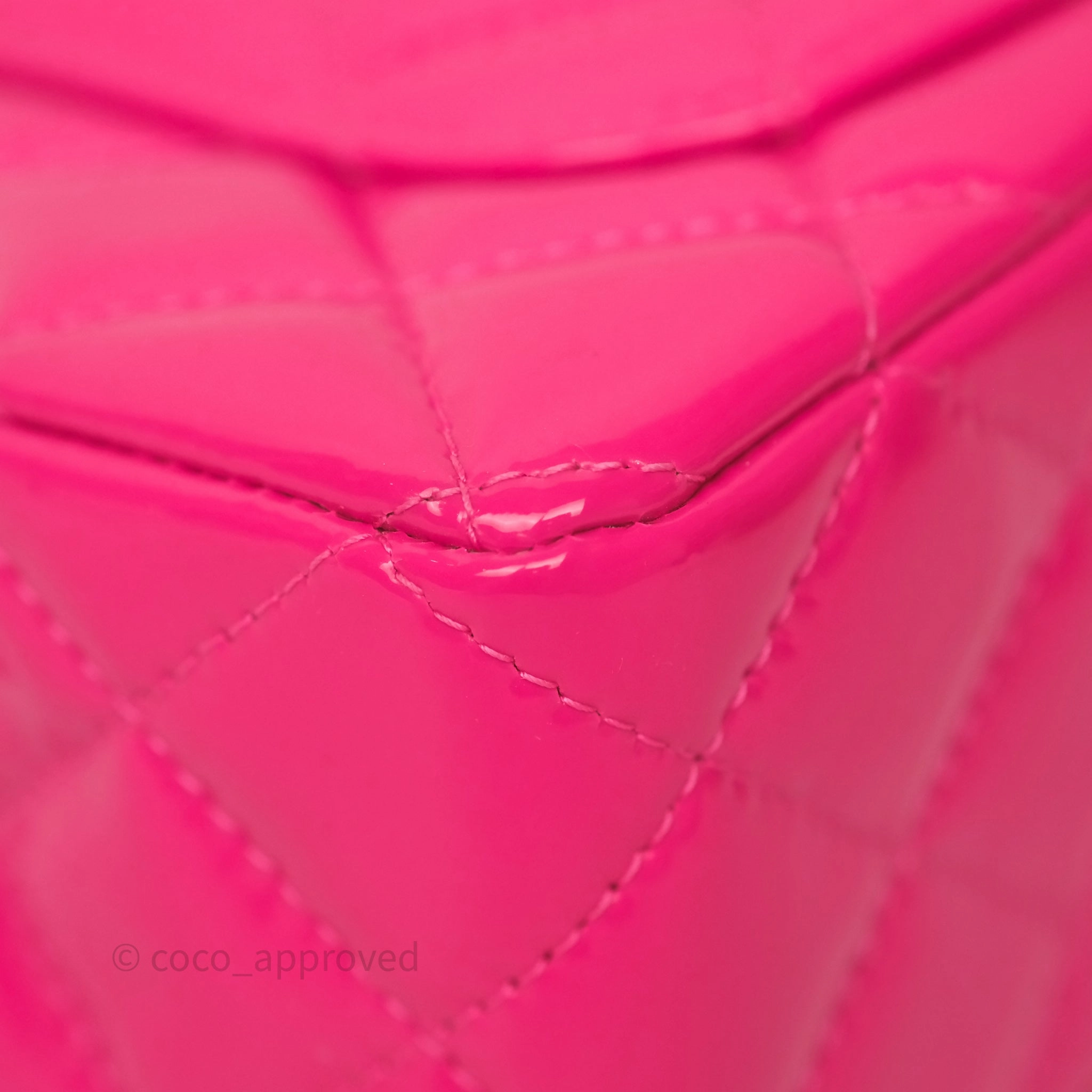 Chanel Quilted Mini Rectangular Flap Neo Pink Patent Gold Hardware