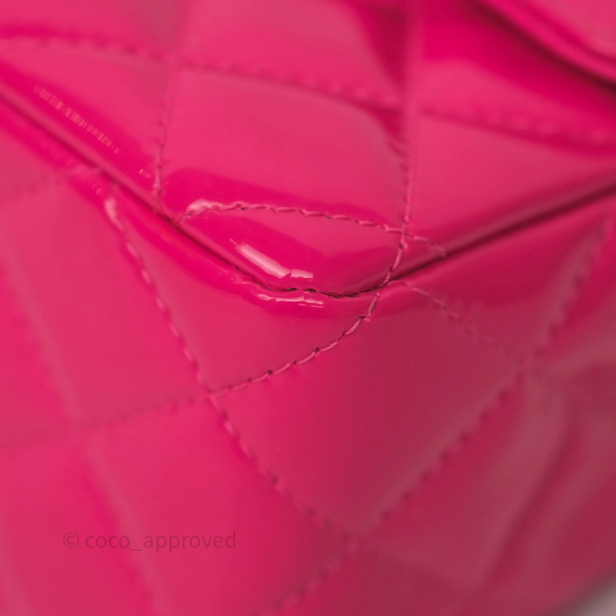 Chanel Quilted Mini Rectangular Flap Neo Pink Patent Gold Hardware
