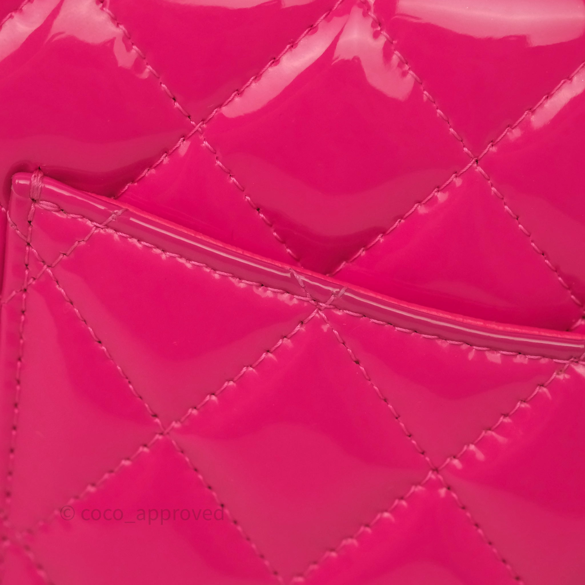 Chanel Quilted Mini Rectangular Flap Neo Pink Patent Gold Hardware