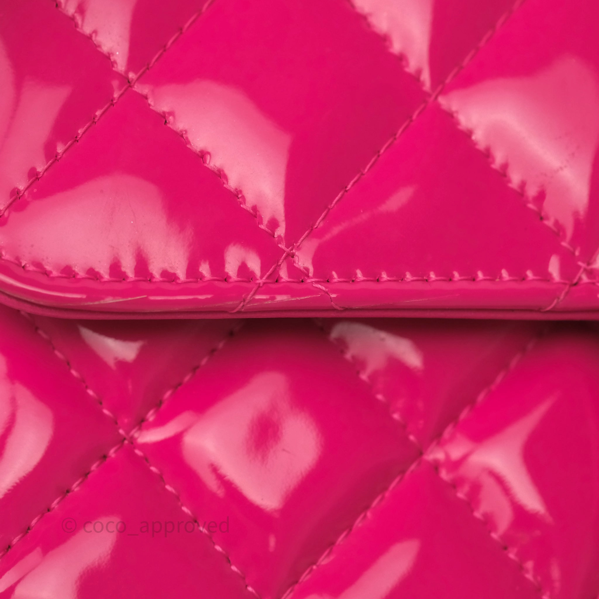 Chanel Quilted Mini Rectangular Flap Neo Pink Patent Gold Hardware