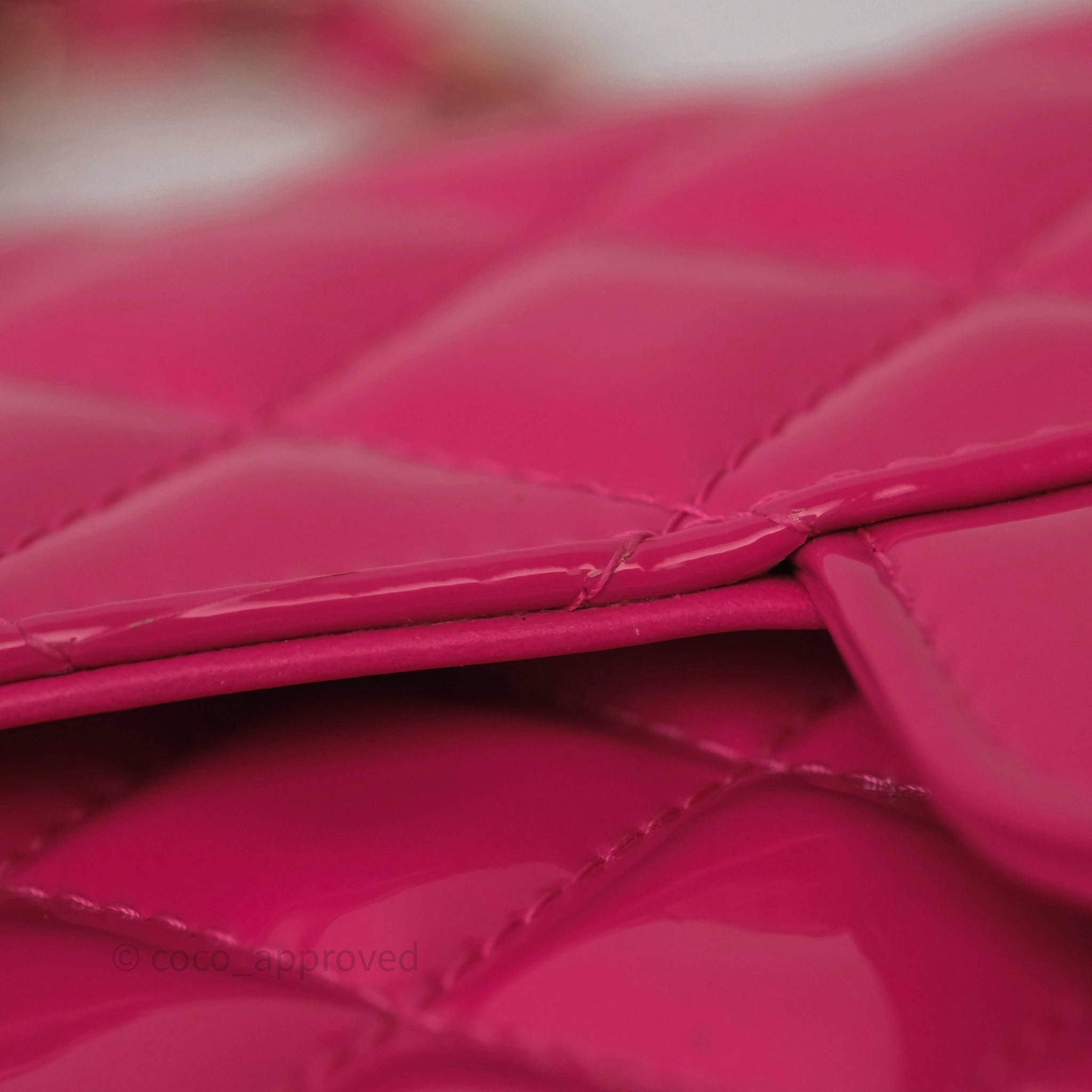 Chanel Quilted Mini Rectangular Flap Neo Pink Patent Gold Hardware