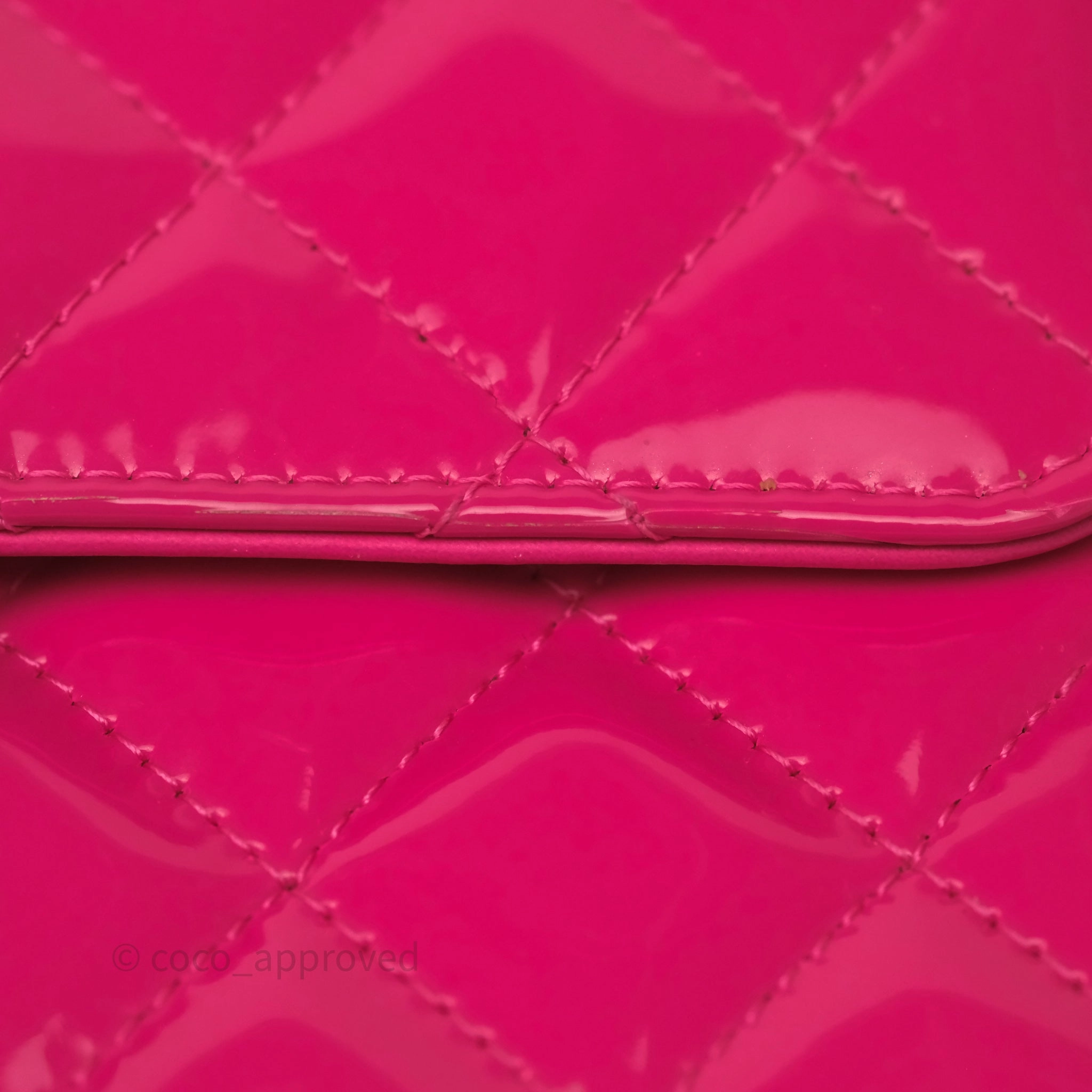 Chanel Quilted Mini Rectangular Flap Neo Pink Patent Gold Hardware