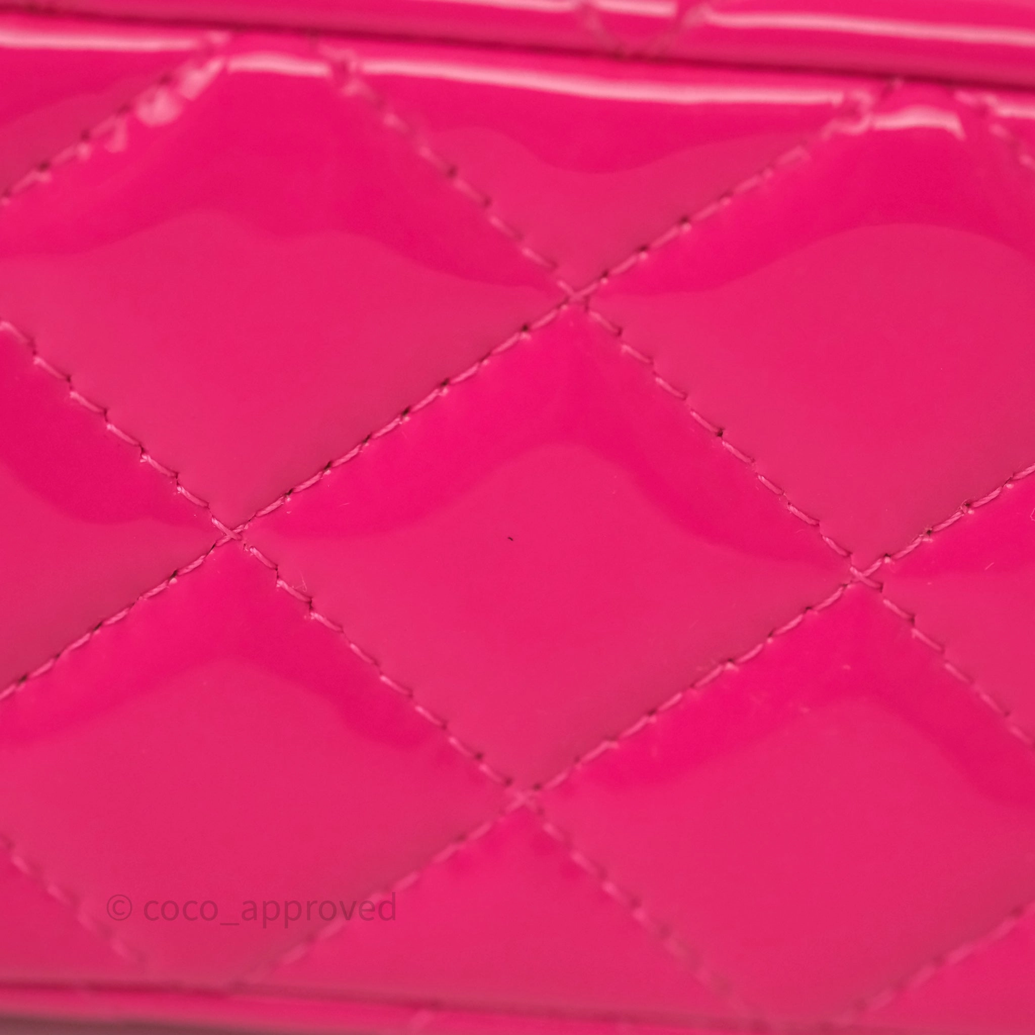 Chanel Quilted Mini Rectangular Flap Neo Pink Patent Gold Hardware