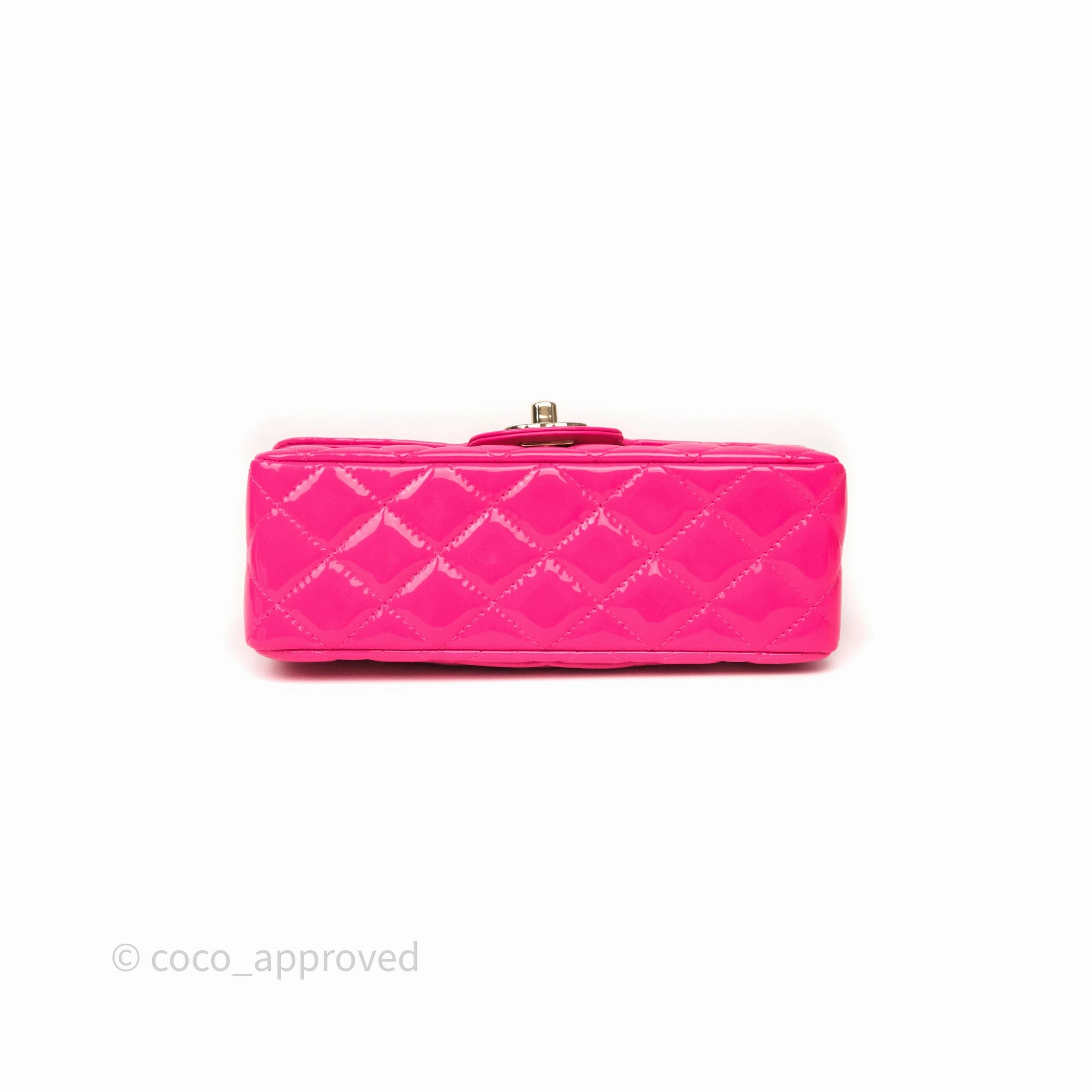 Chanel Quilted Mini Rectangular Flap Neo Pink Patent Gold Hardware