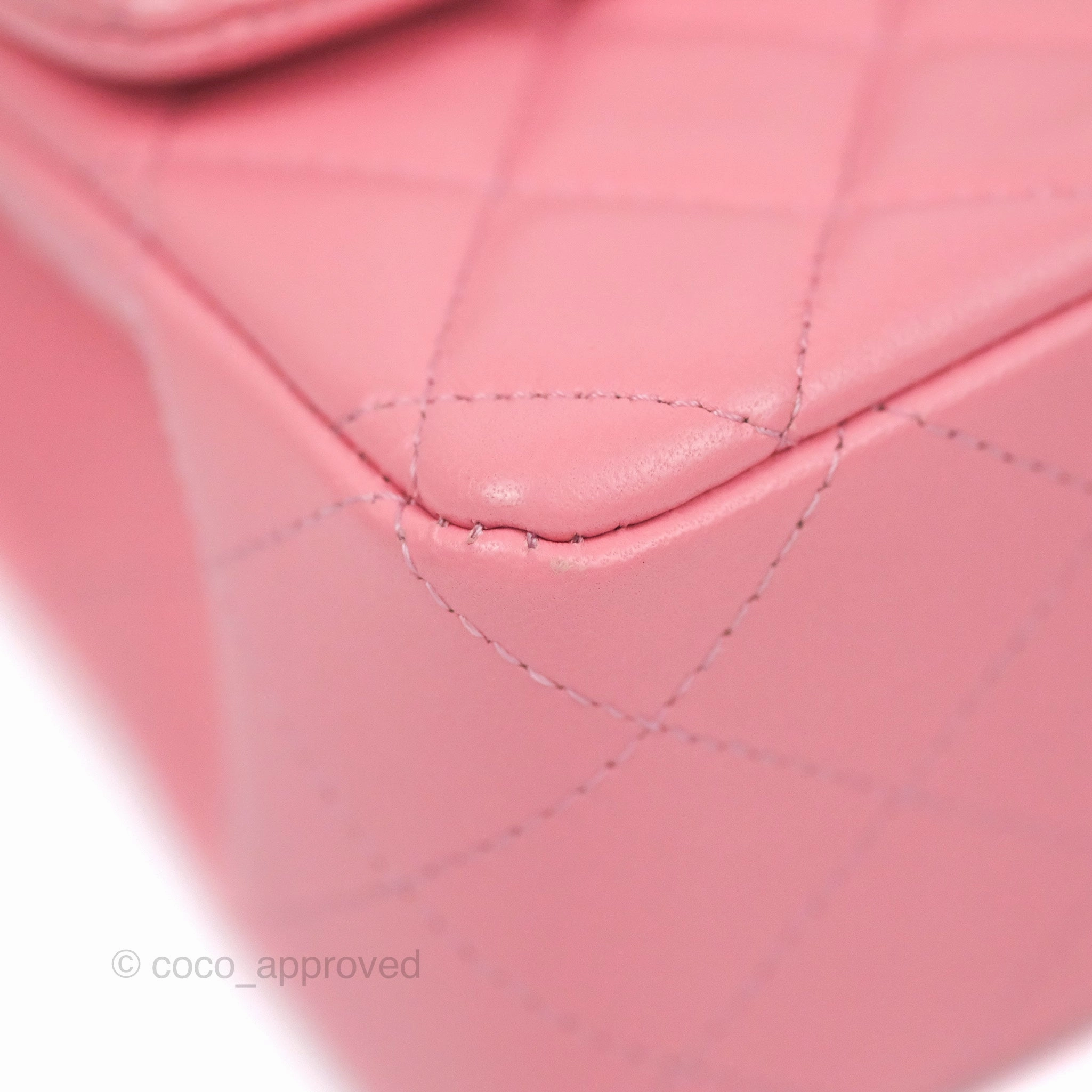 Chanel Quilted Mini Rectangular Flap Pink Lambskin Aged Gold Hardware