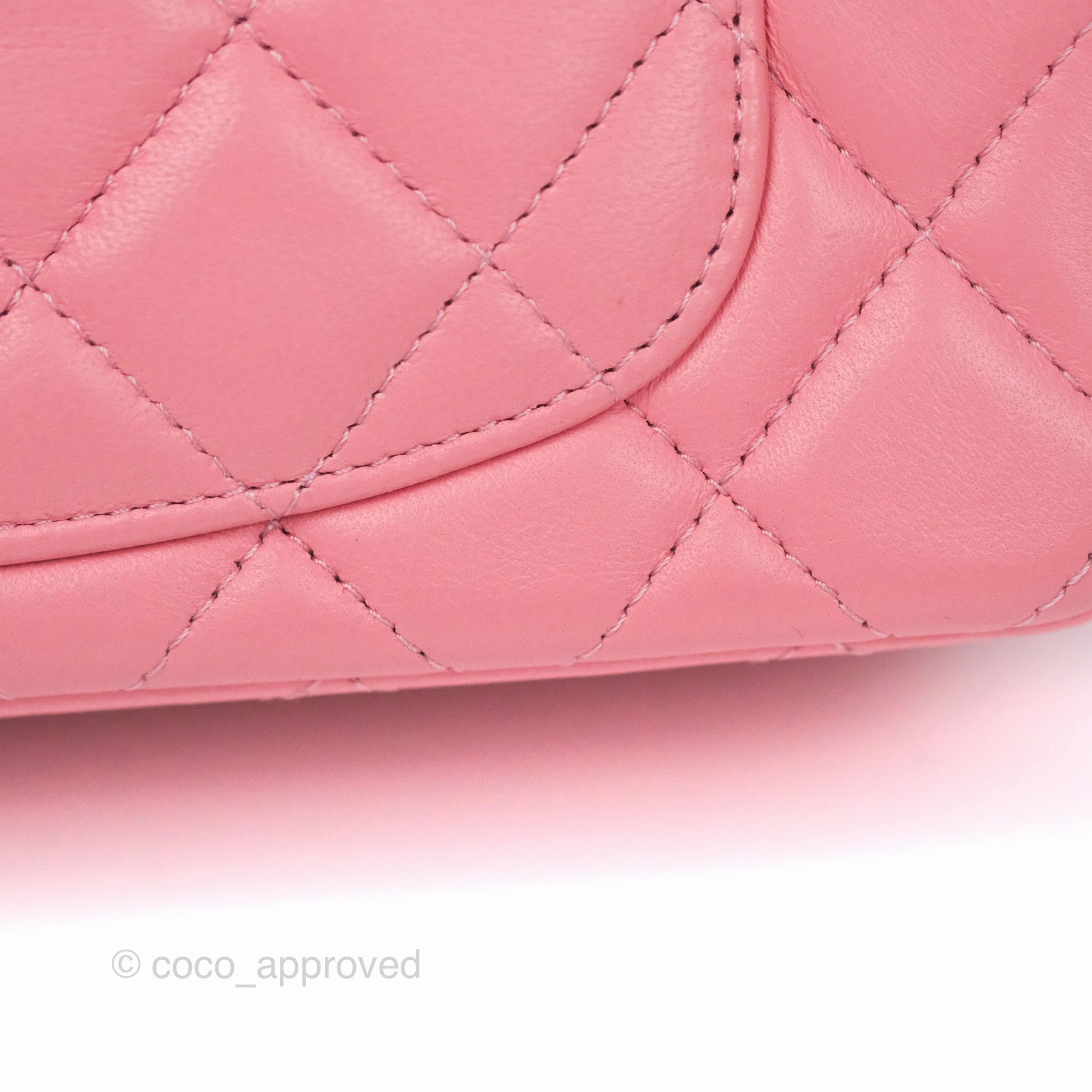 Chanel Quilted Mini Rectangular Flap Pink Lambskin Aged Gold Hardware