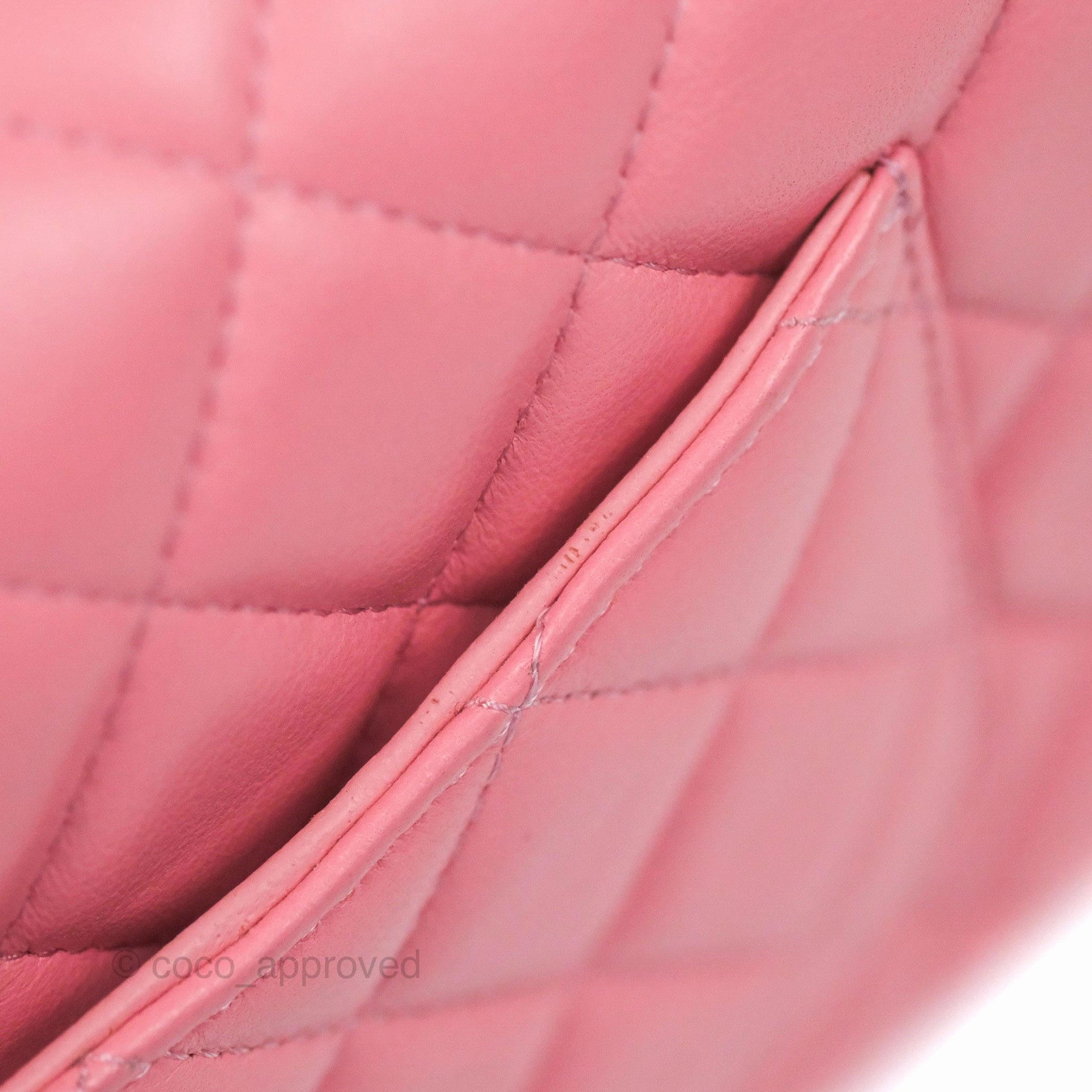 Chanel Quilted Mini Rectangular Flap Pink Lambskin Aged Gold Hardware