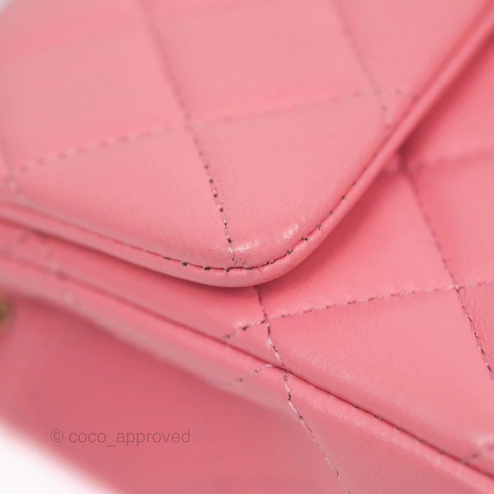 Chanel Quilted Mini Rectangular Flap Pink Lambskin Aged Gold Hardware