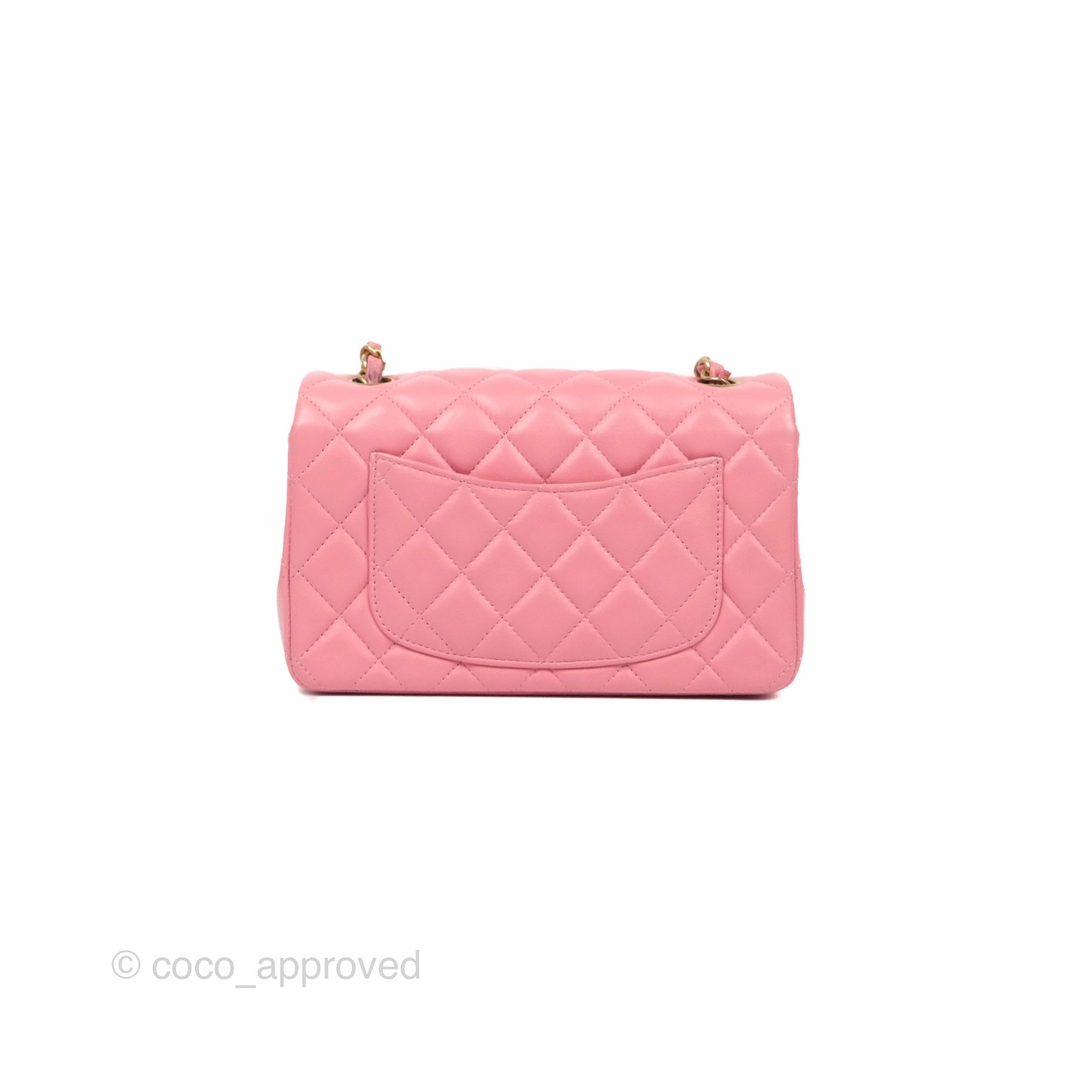 Chanel Quilted Mini Rectangular Flap Pink Lambskin Aged Gold Hardware