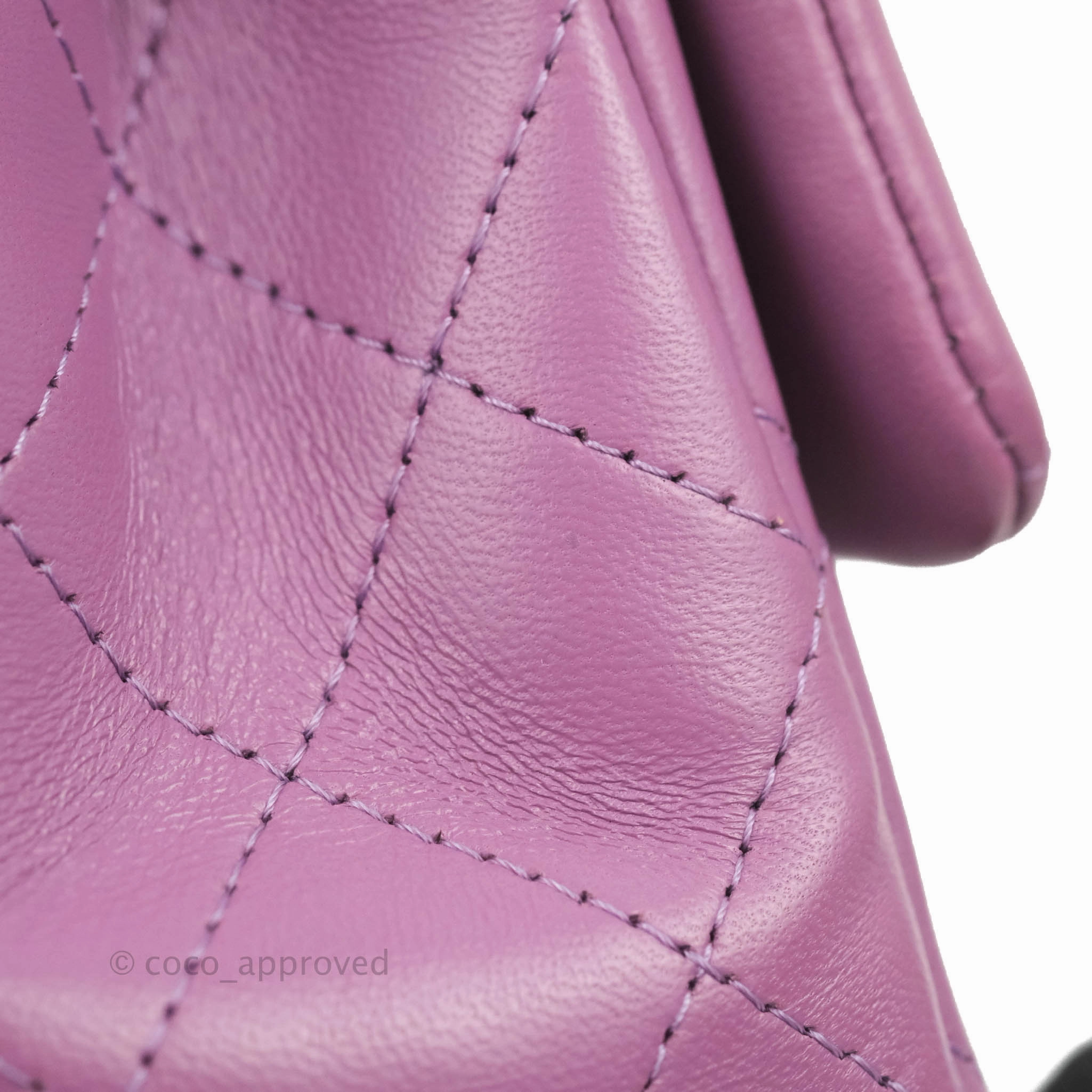 Chanel Quilted Mini Rectangular Flap Purple Lambskin Silver Hardware