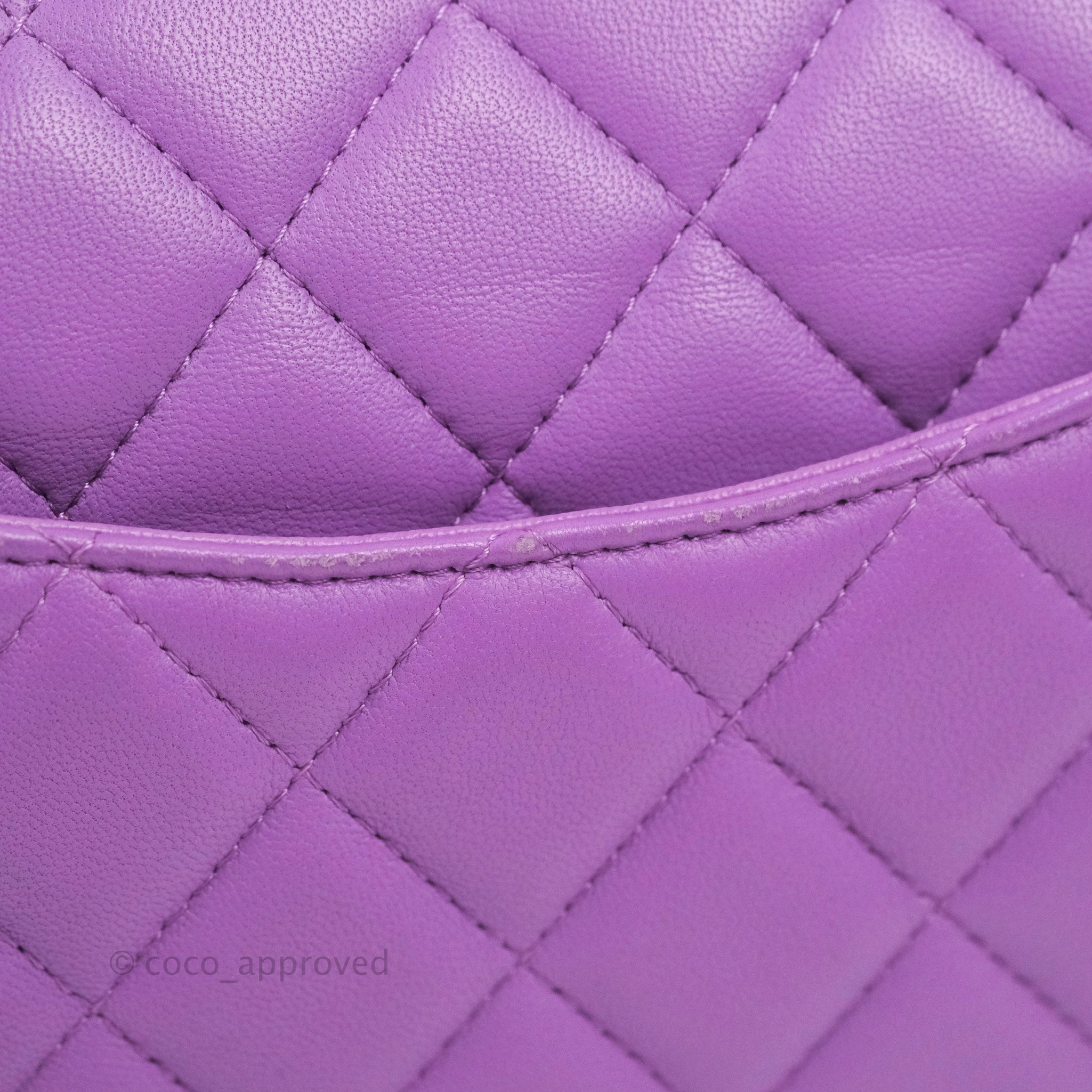 Chanel Quilted Mini Rectangular Flap Purple Lambskin Silver Hardware