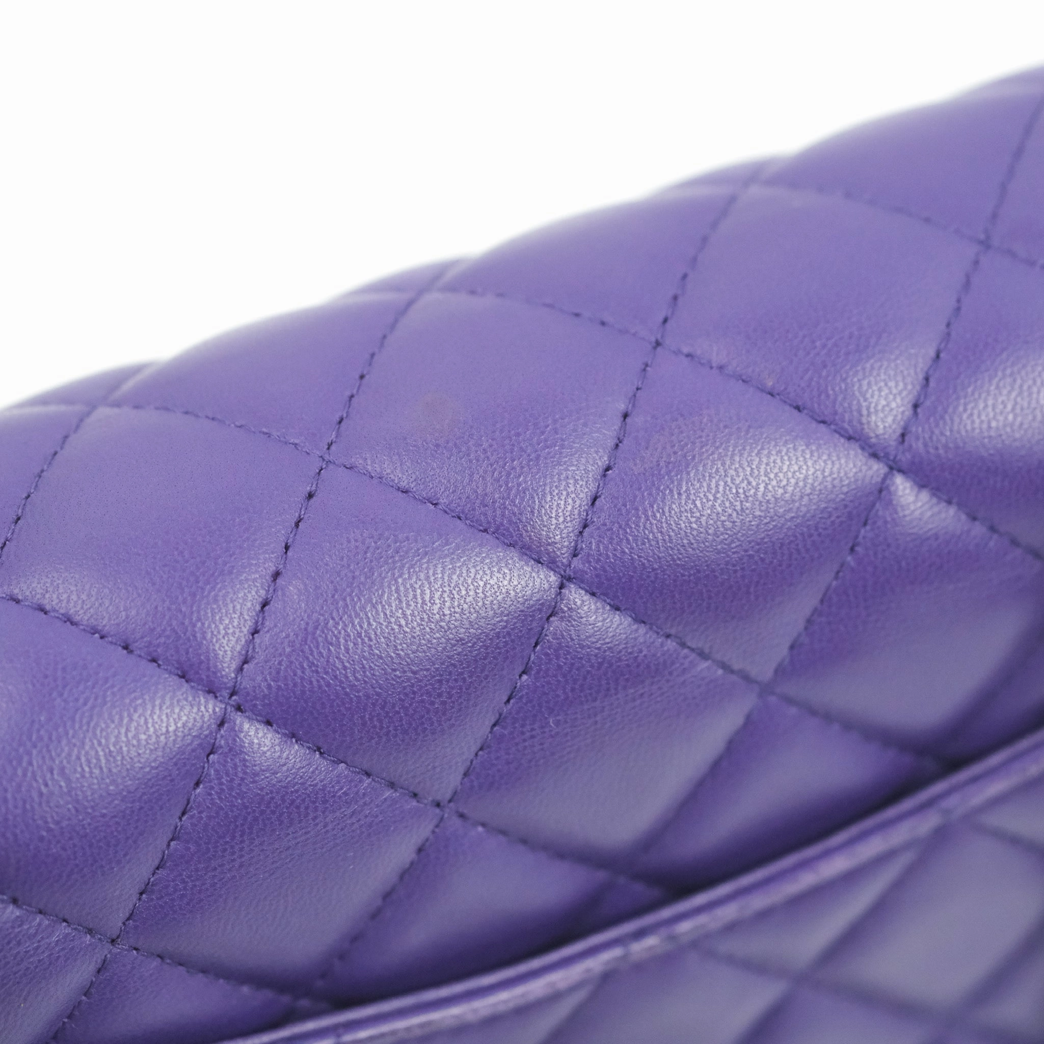 Chanel Quilted Mini Rectangular Flap Purple Lambskin Silver Hardware