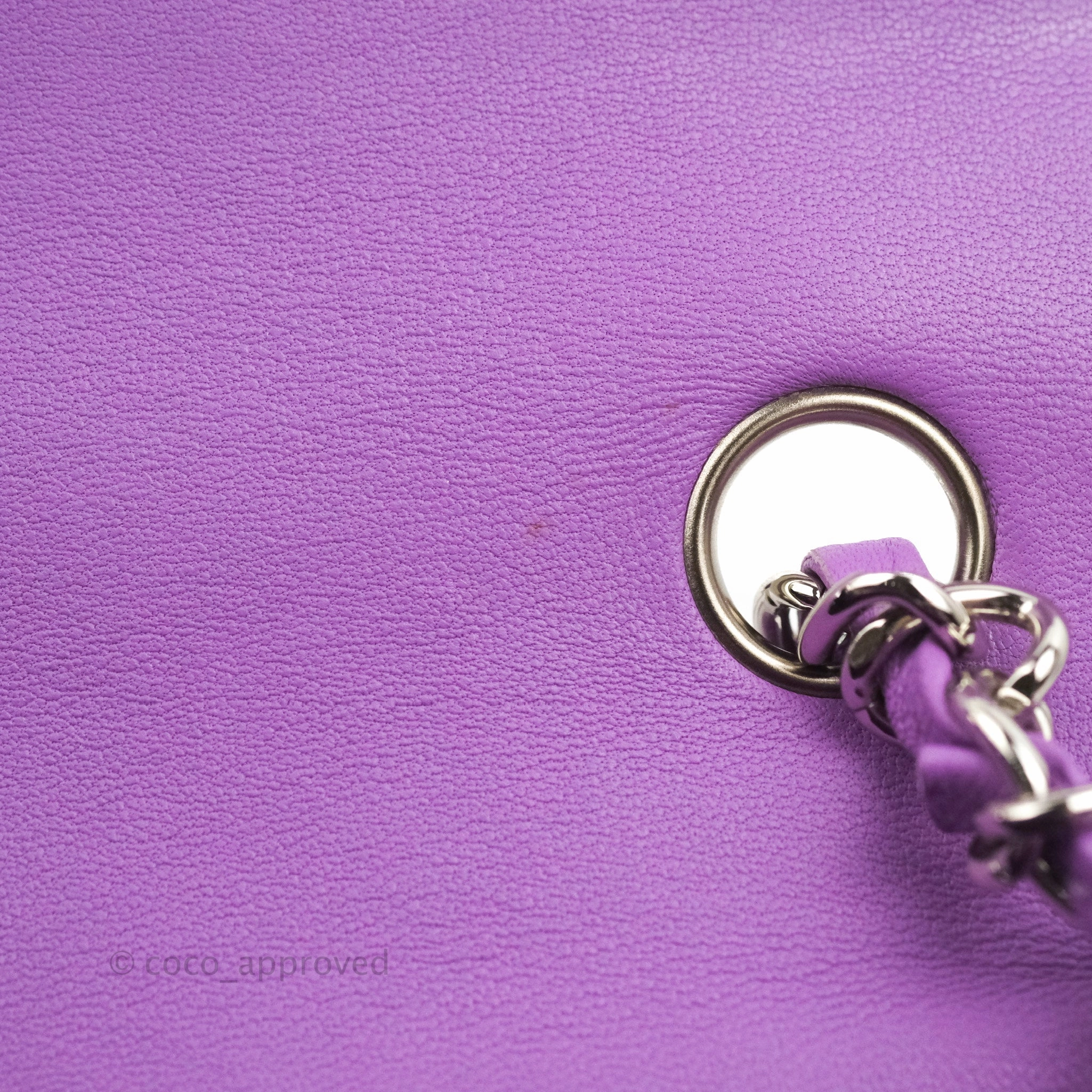 Chanel Quilted Mini Rectangular Flap Purple Lambskin Silver Hardware