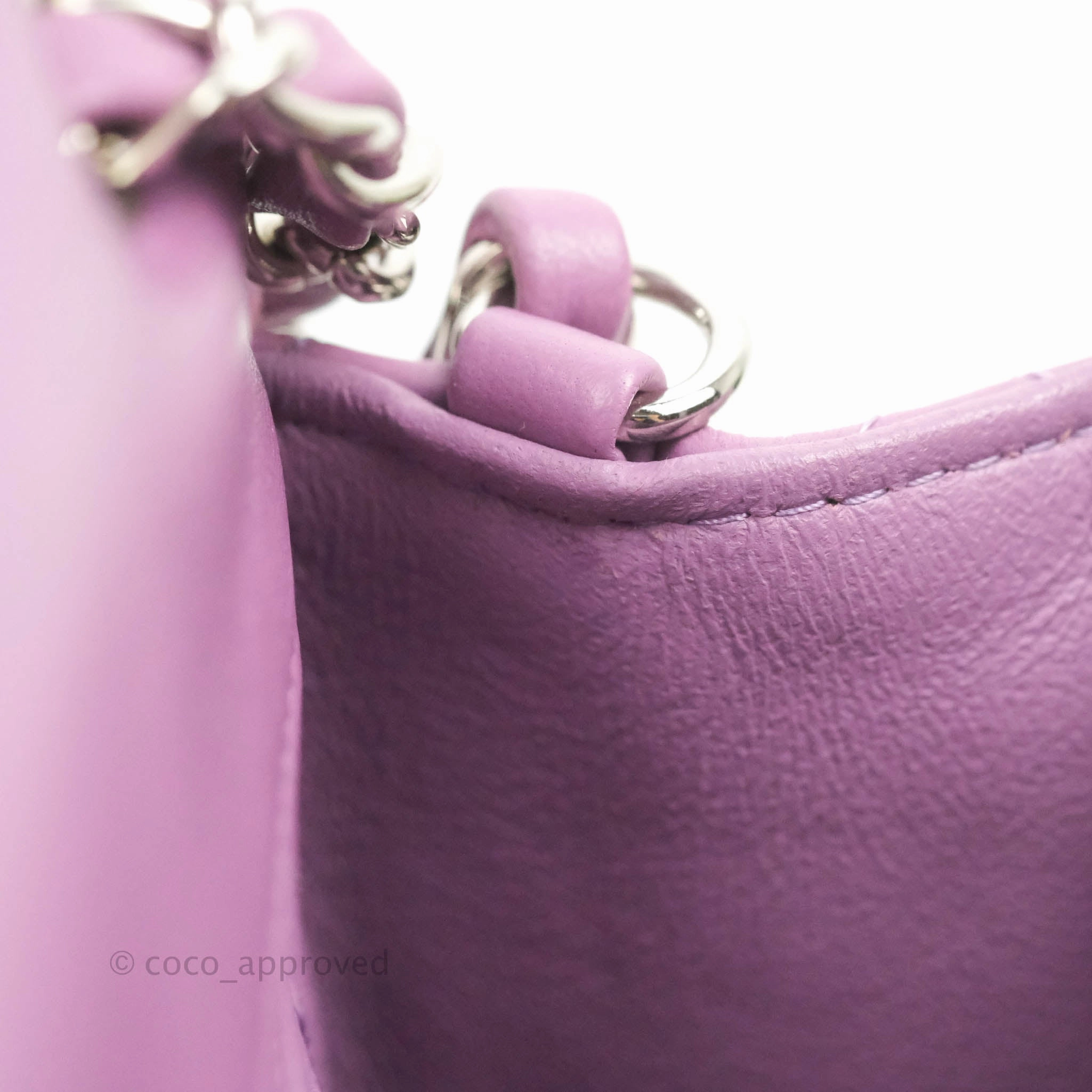 Chanel Quilted Mini Rectangular Flap Purple Lambskin Silver Hardware